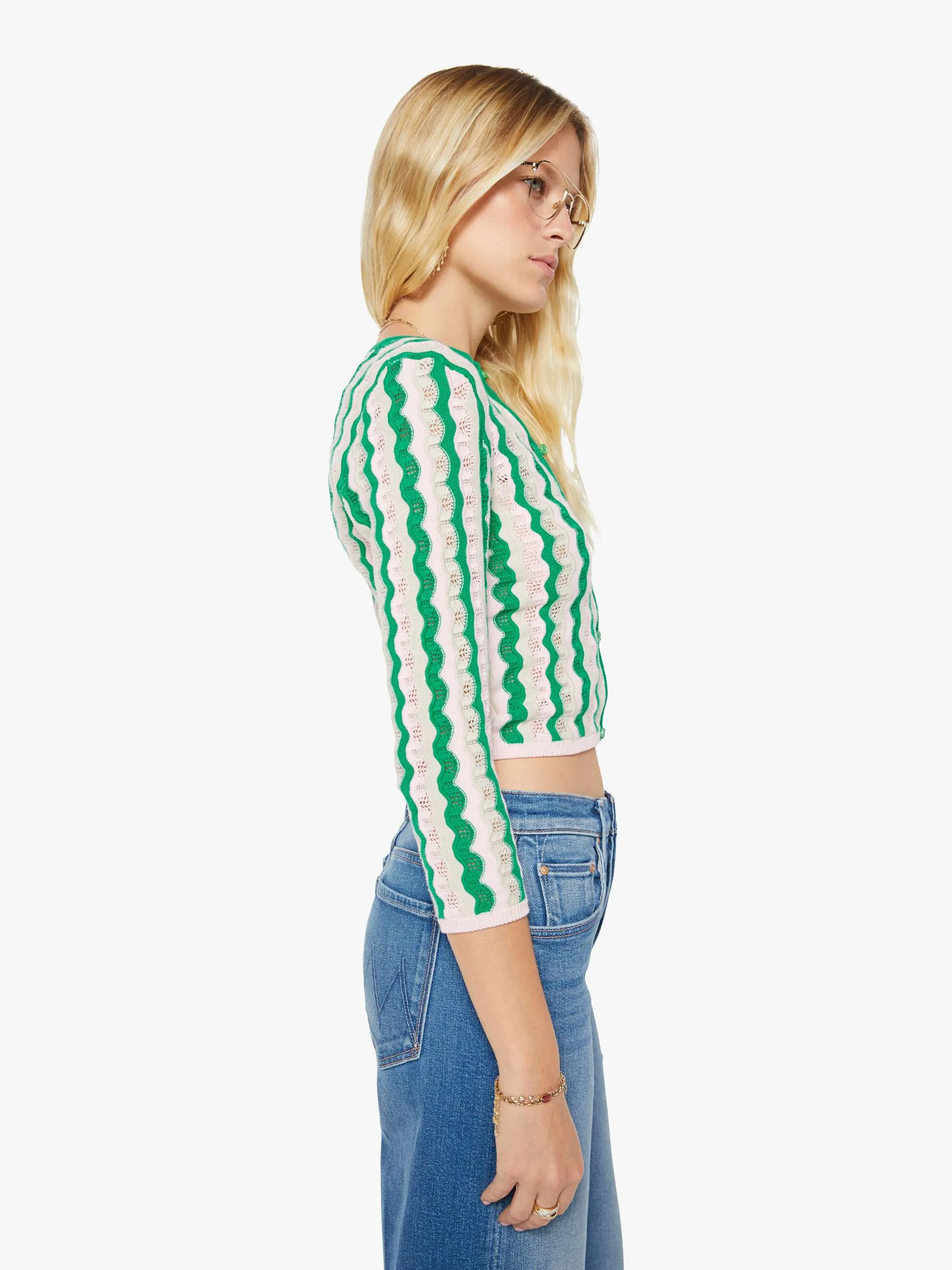 The Crew Neck Cardigan - Pointelle sold by MOTHER product image thumbnail 3