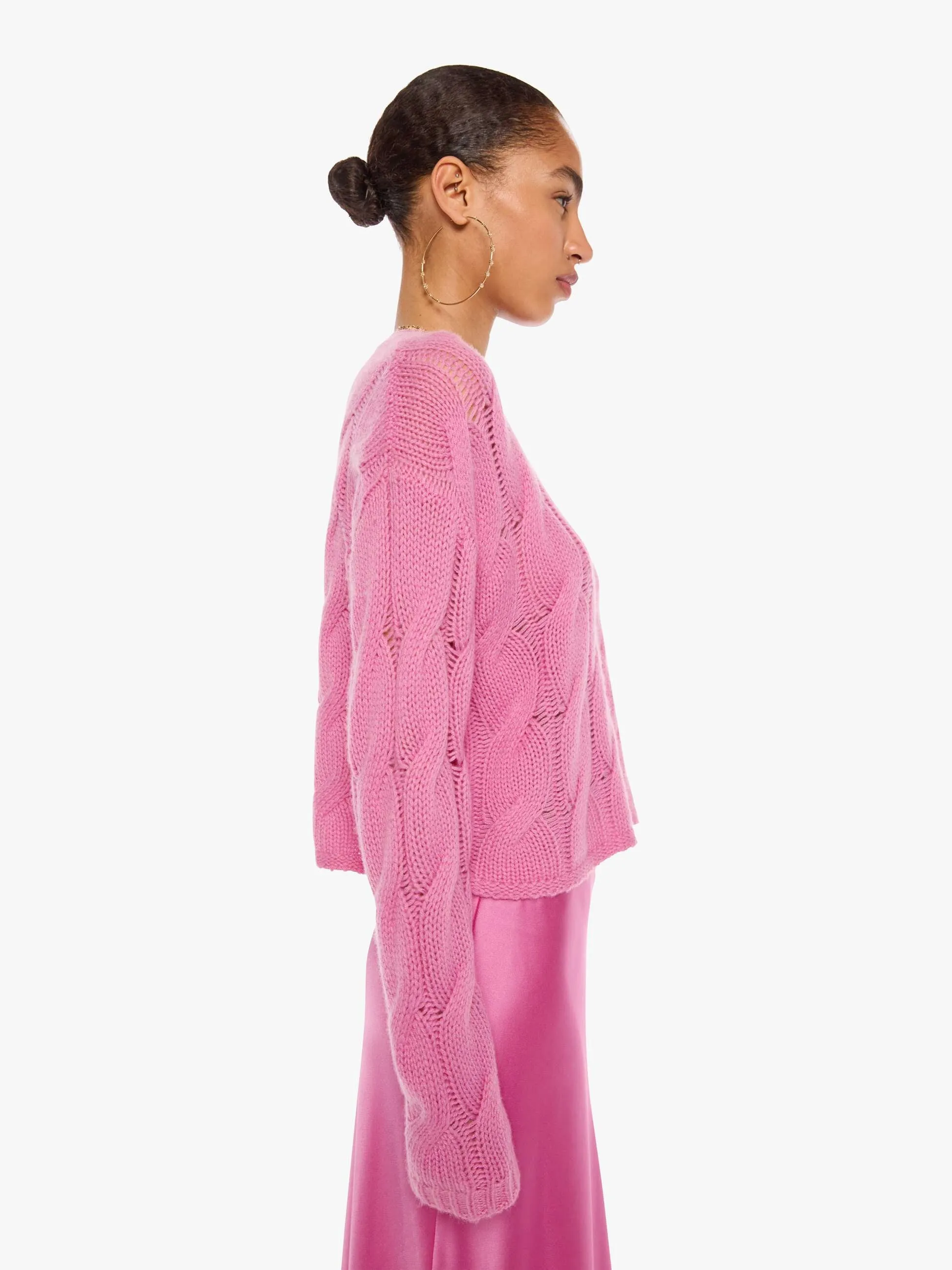 SABLYN Jolie Cable Cardigan - Dahlia sold by MOTHER product image thumbnail 3