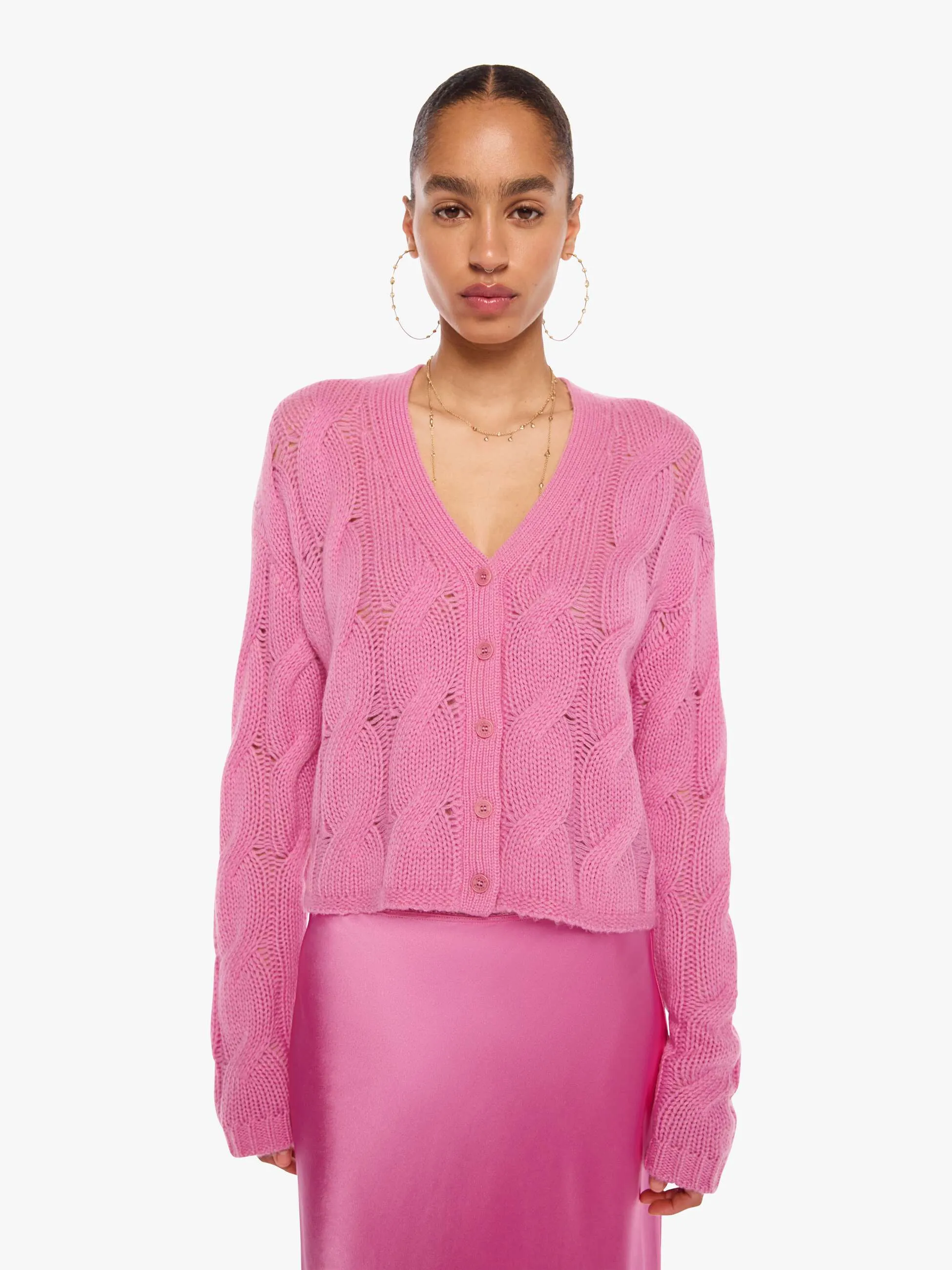 SABLYN Jolie Cable Cardigan - Dahlia sold by MOTHER