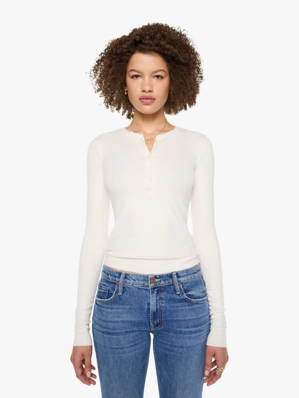 Eterne Long Sleeve Henley Top - Cream made by Eterne