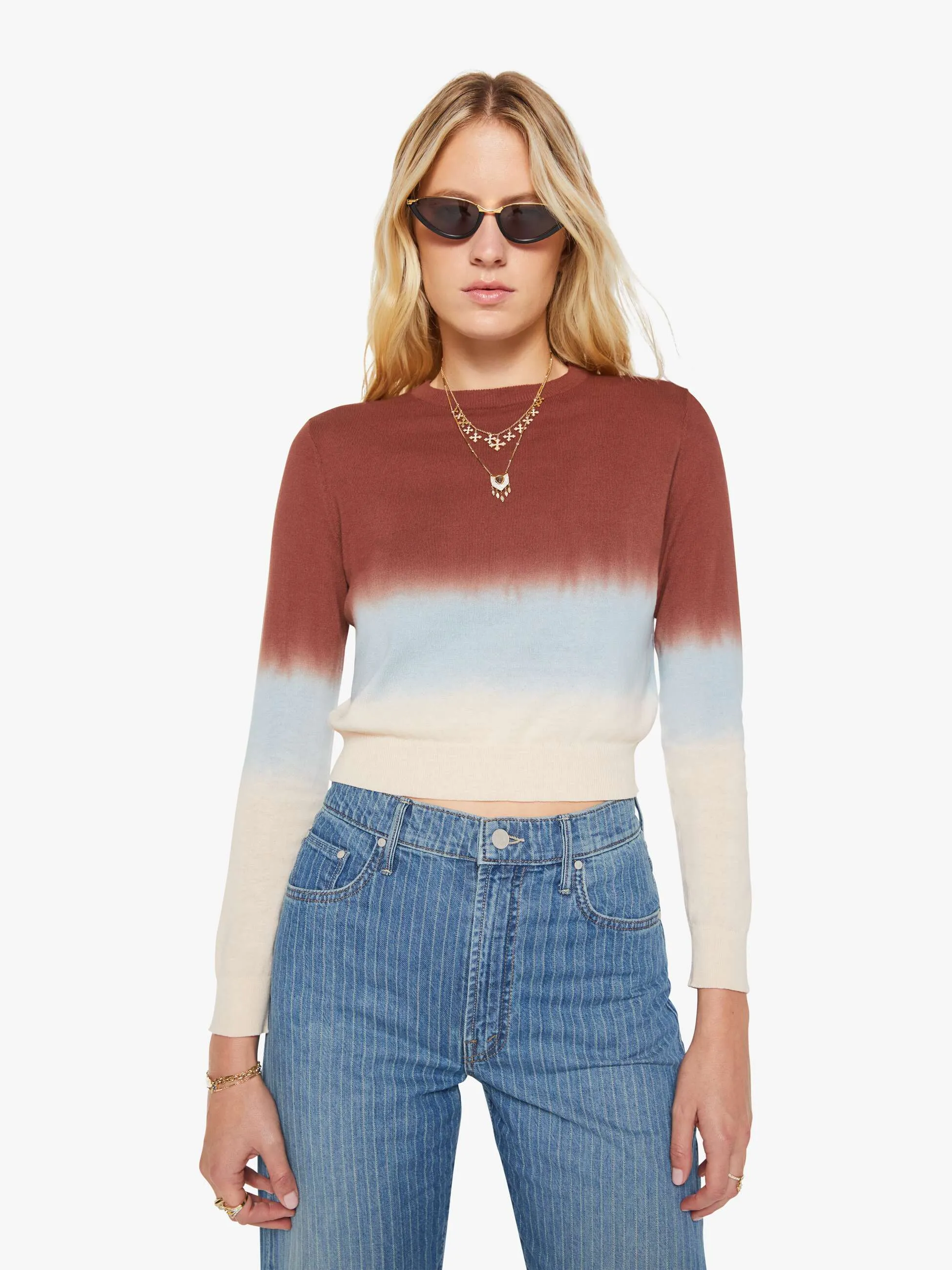 The Crew Neck Jumper - Brown Ivory Blue sold by MOTHER product image thumbnail 2