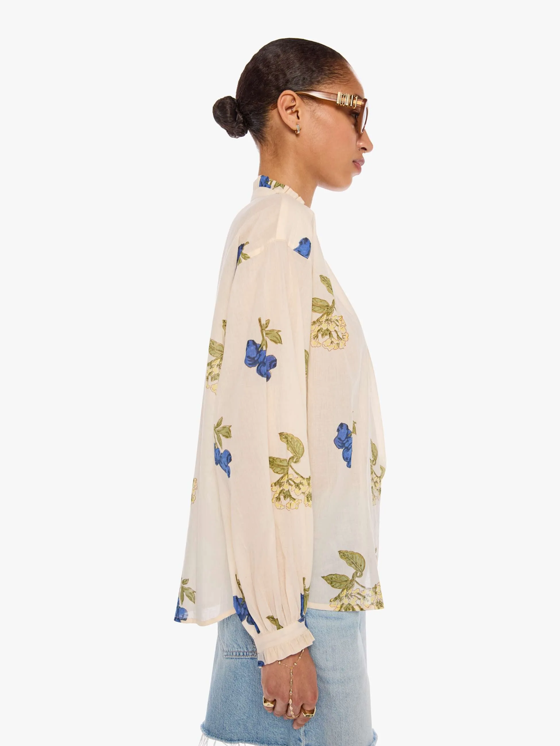 Alix of Bohemia Poet Blouse - Blueberry sold by MOTHER product image thumbnail 3