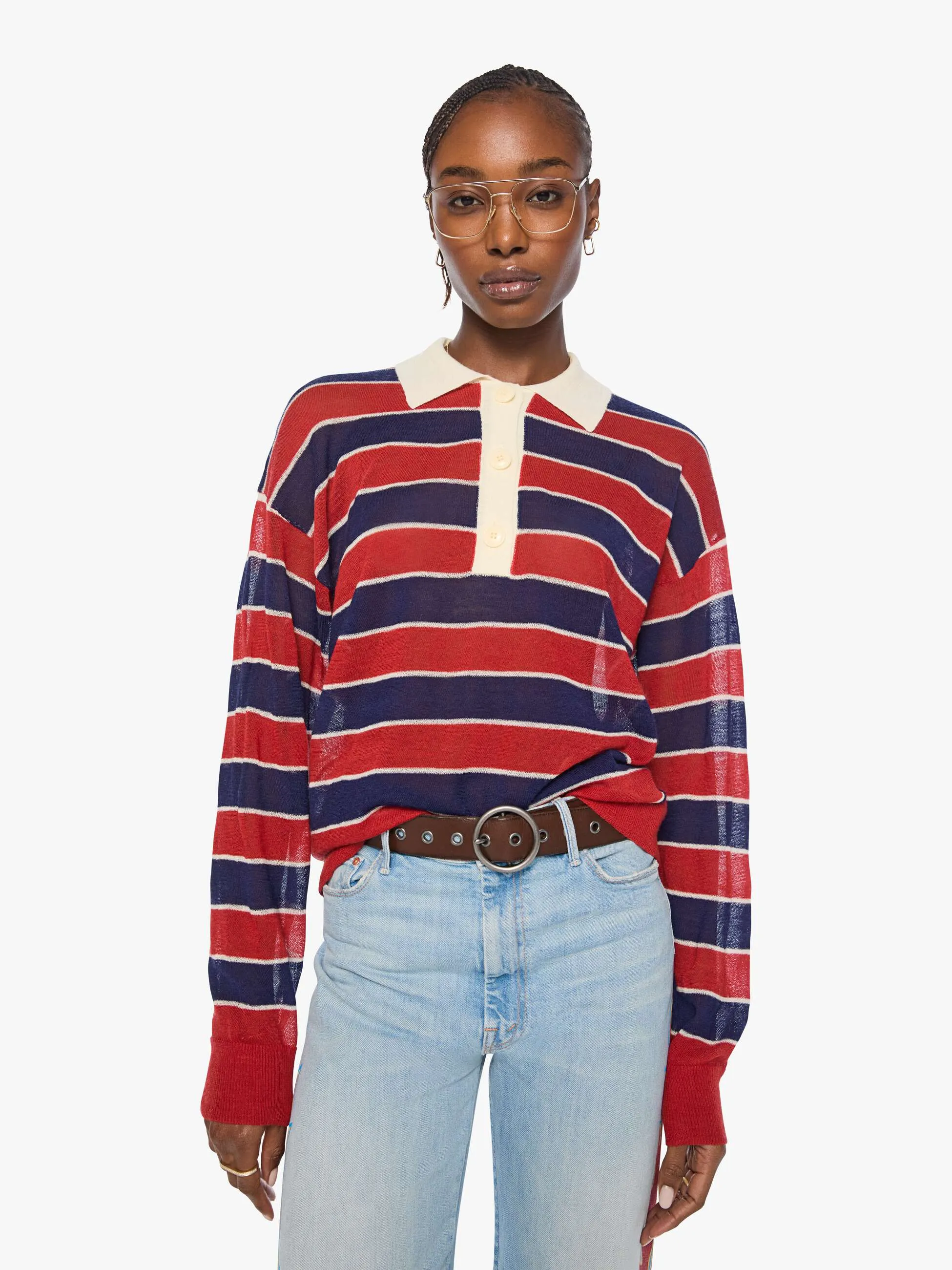 The Biggie Raquette - Red And Navy Stripe sold by MOTHER product image thumbnail 2