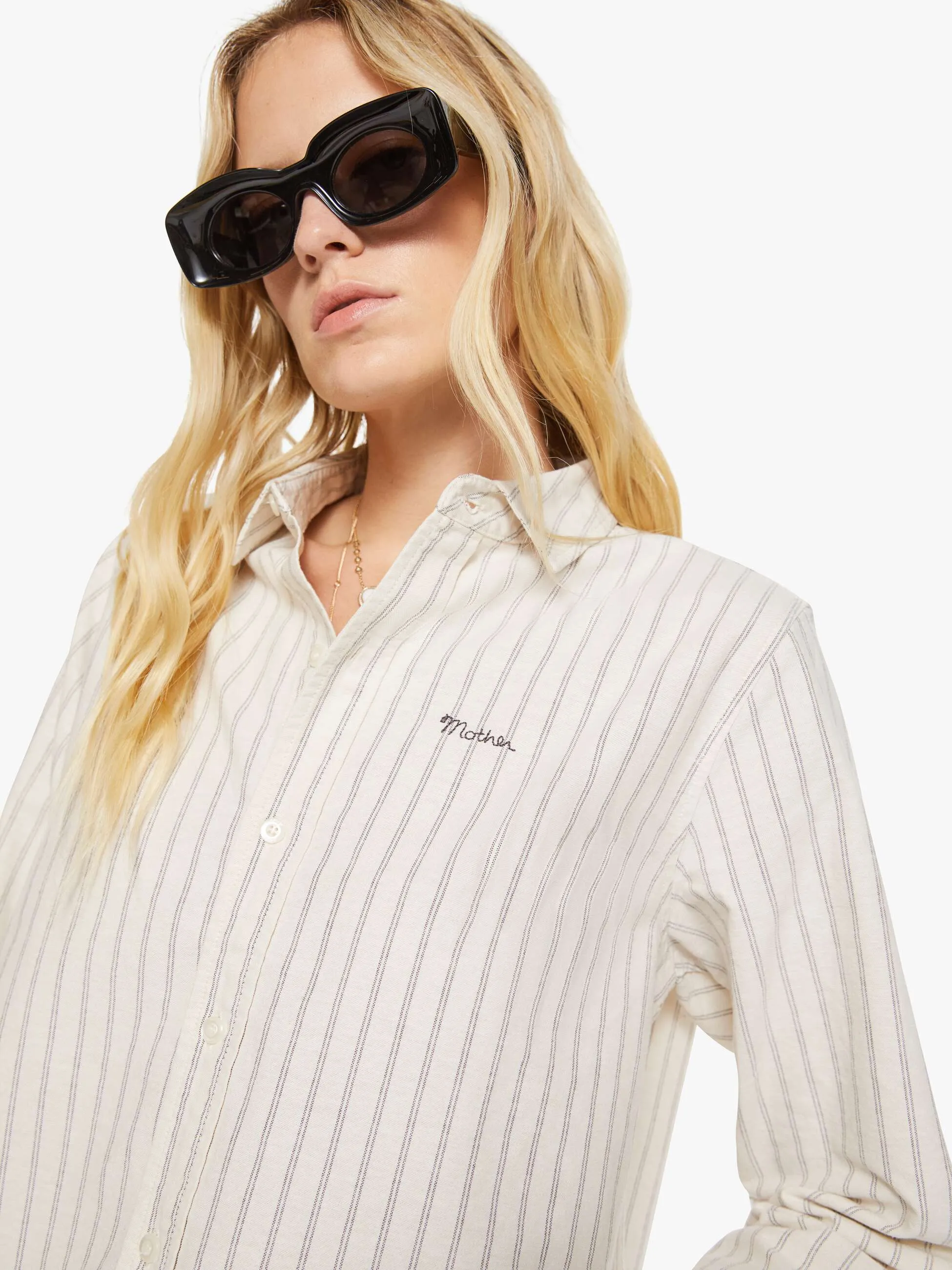 The Cropped Bestie - Cream And Black Stripe sold by MOTHER product image thumbnail 4