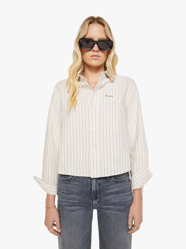 The Cropped Bestie - Cream And Black Stripe made by MOTHER