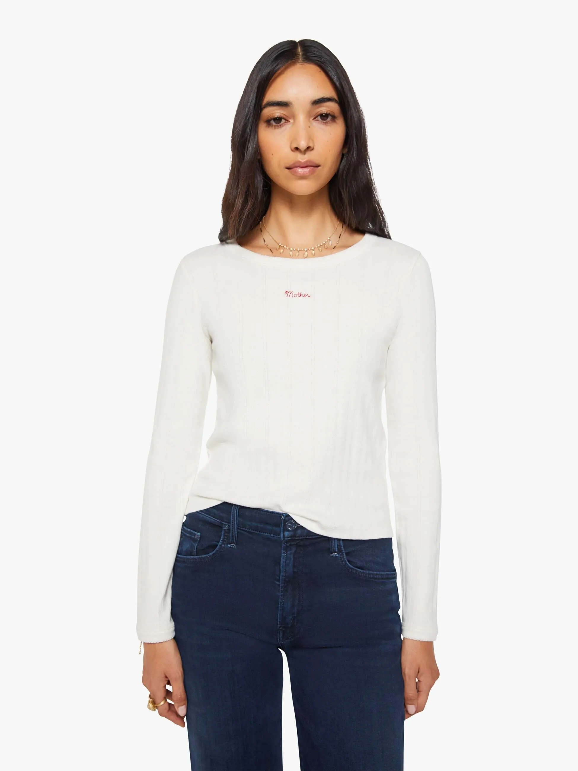 The L/S Itty Bitty Ringer - Whisper White sold by MOTHER