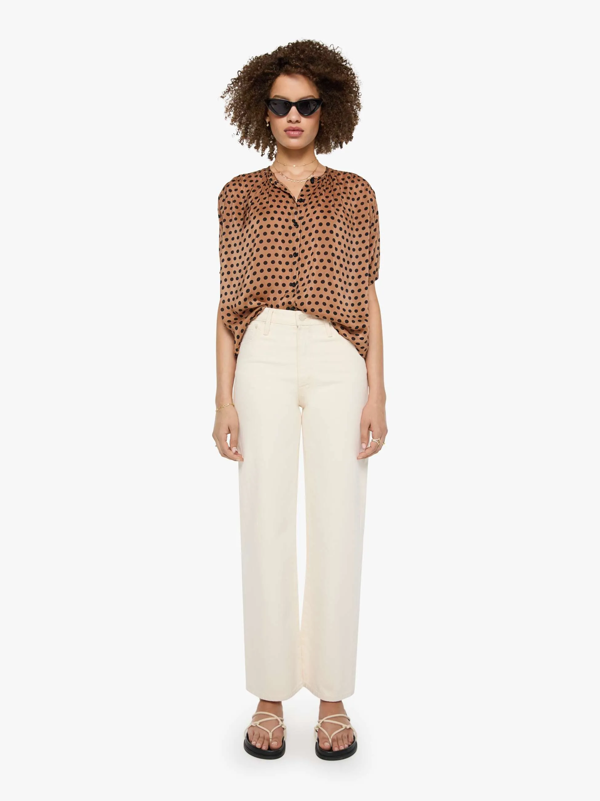 Natalie Martin Violet Top - Grande Polka Dot Black & Tan sold by MOTHER product image thumbnail 5