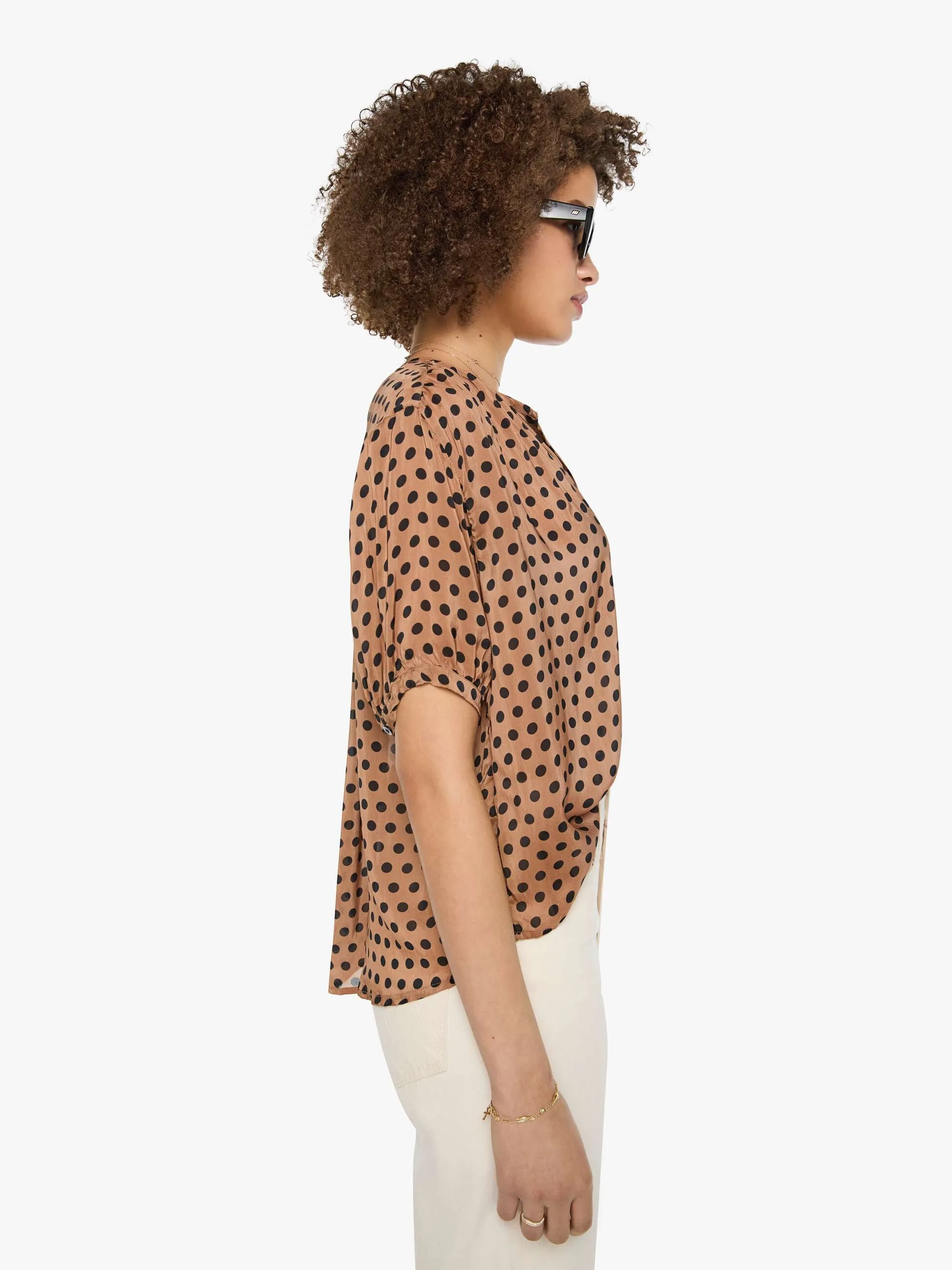 Natalie Martin Violet Top - Grande Polka Dot Black & Tan sold by MOTHER product image thumbnail 3