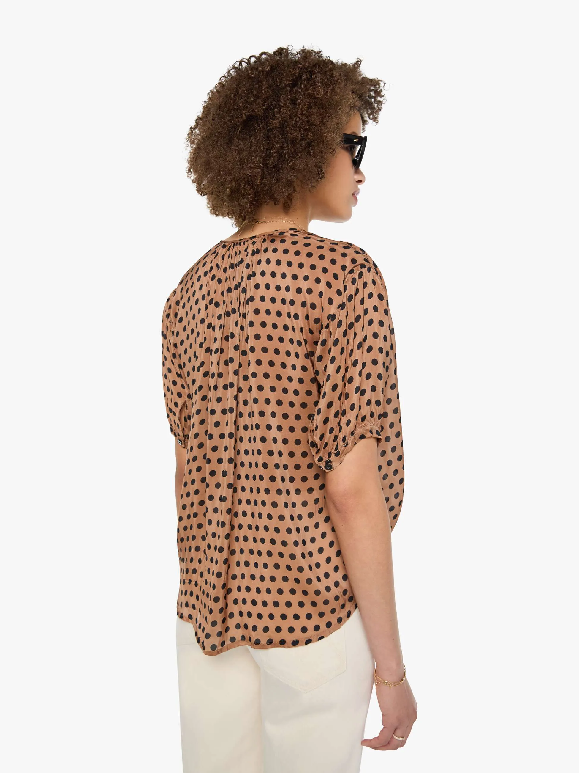 Natalie Martin Violet Top - Grande Polka Dot Black & Tan sold by MOTHER product image thumbnail 4
