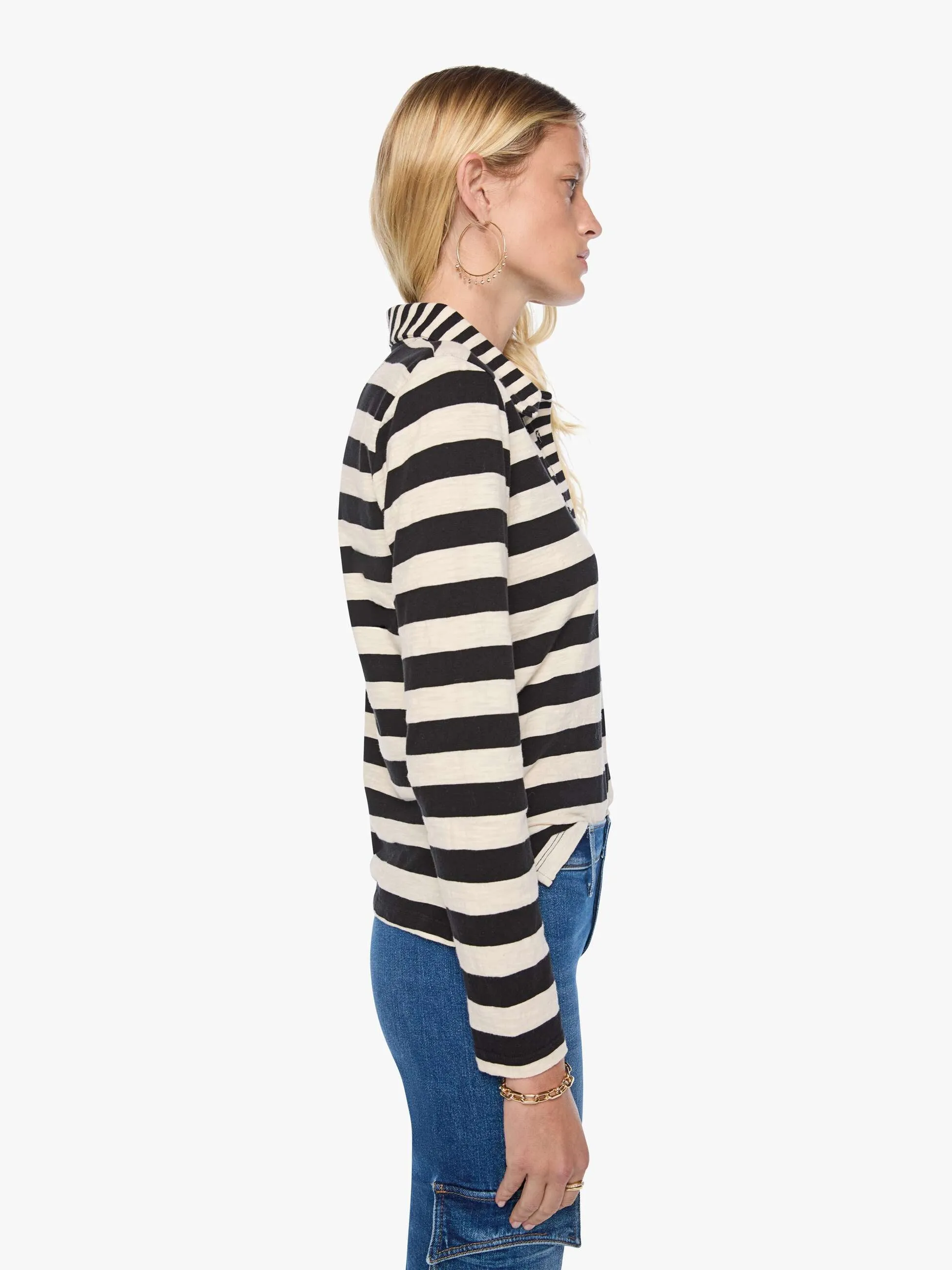 The L/S Close Cut Huddle - Black And Cream Stripe sold by MOTHER product image thumbnail 3