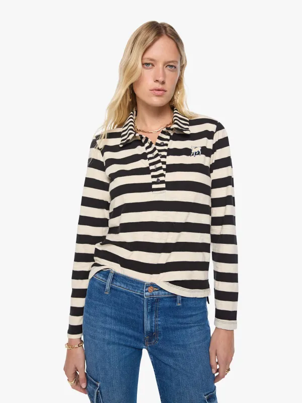 The L/S Close Cut Huddle - Black And Cream Stripe made by MOTHER