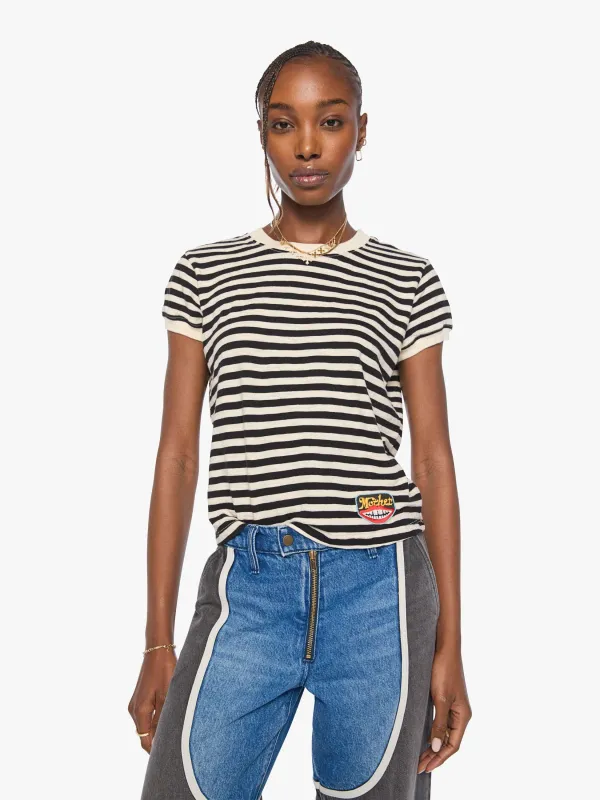 The Boxy Goodie Goodie - Black And Cream Stripe made by MOTHER