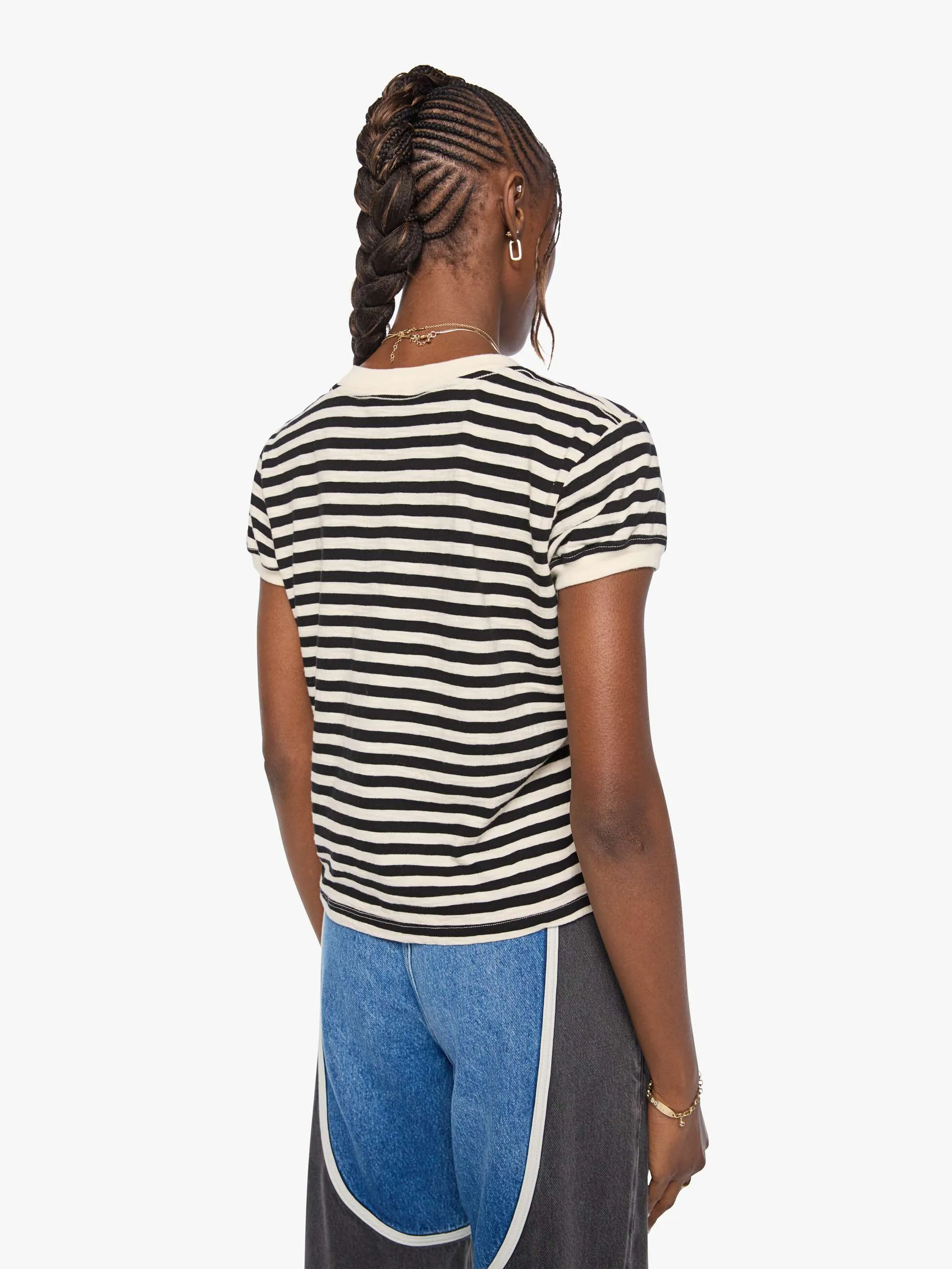 The Boxy Goodie Goodie - Black And Cream Stripe sold by MOTHER product image thumbnail 4