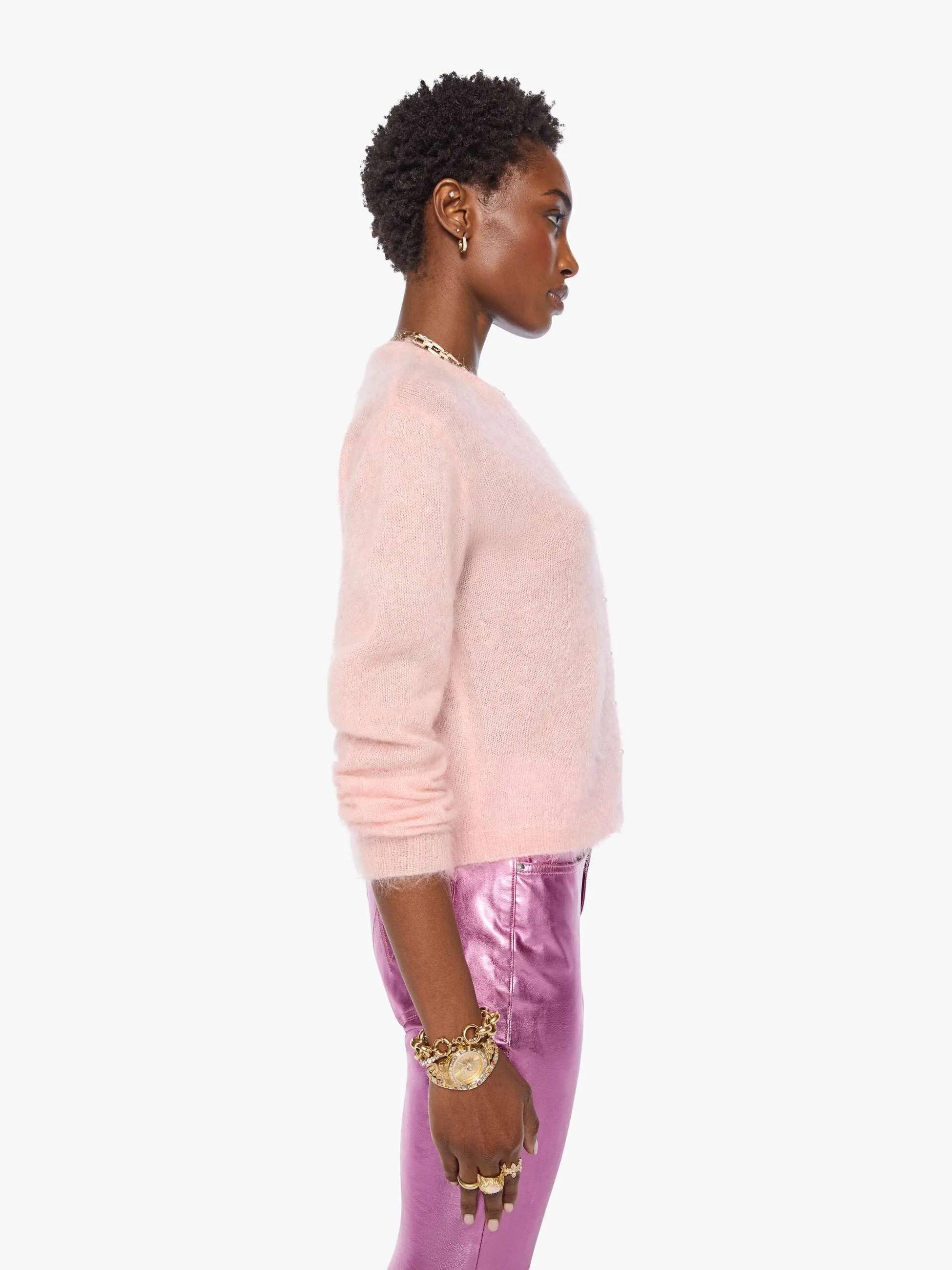 The Cropped Cardigan - Cotton Candy Powder sold by MOTHER product image thumbnail 3