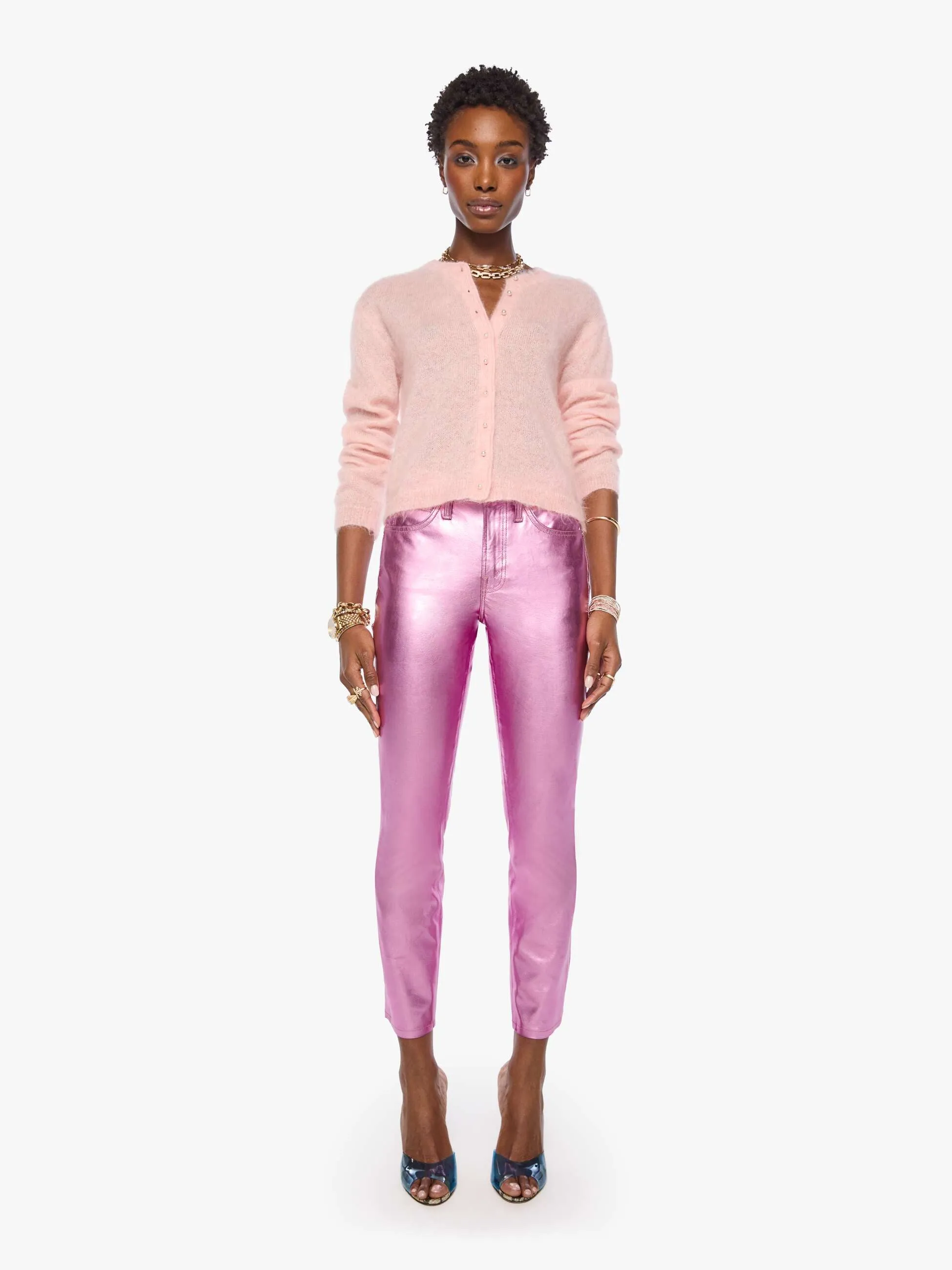The Cropped Cardigan - Cotton Candy Powder sold by MOTHER product image thumbnail 5