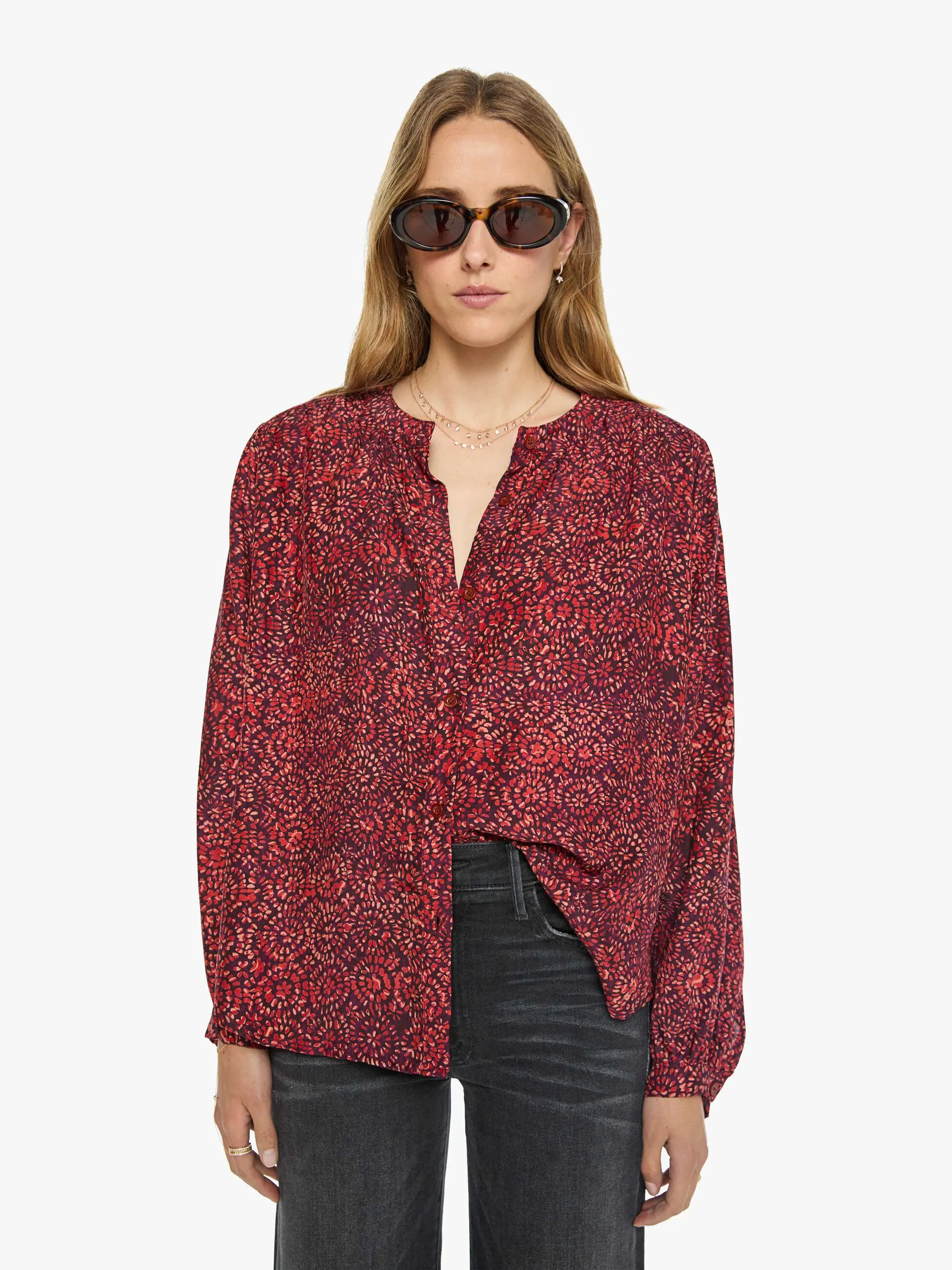 Natalie Martin Tolan Shirt - Sunburst Poppy sold by MOTHER