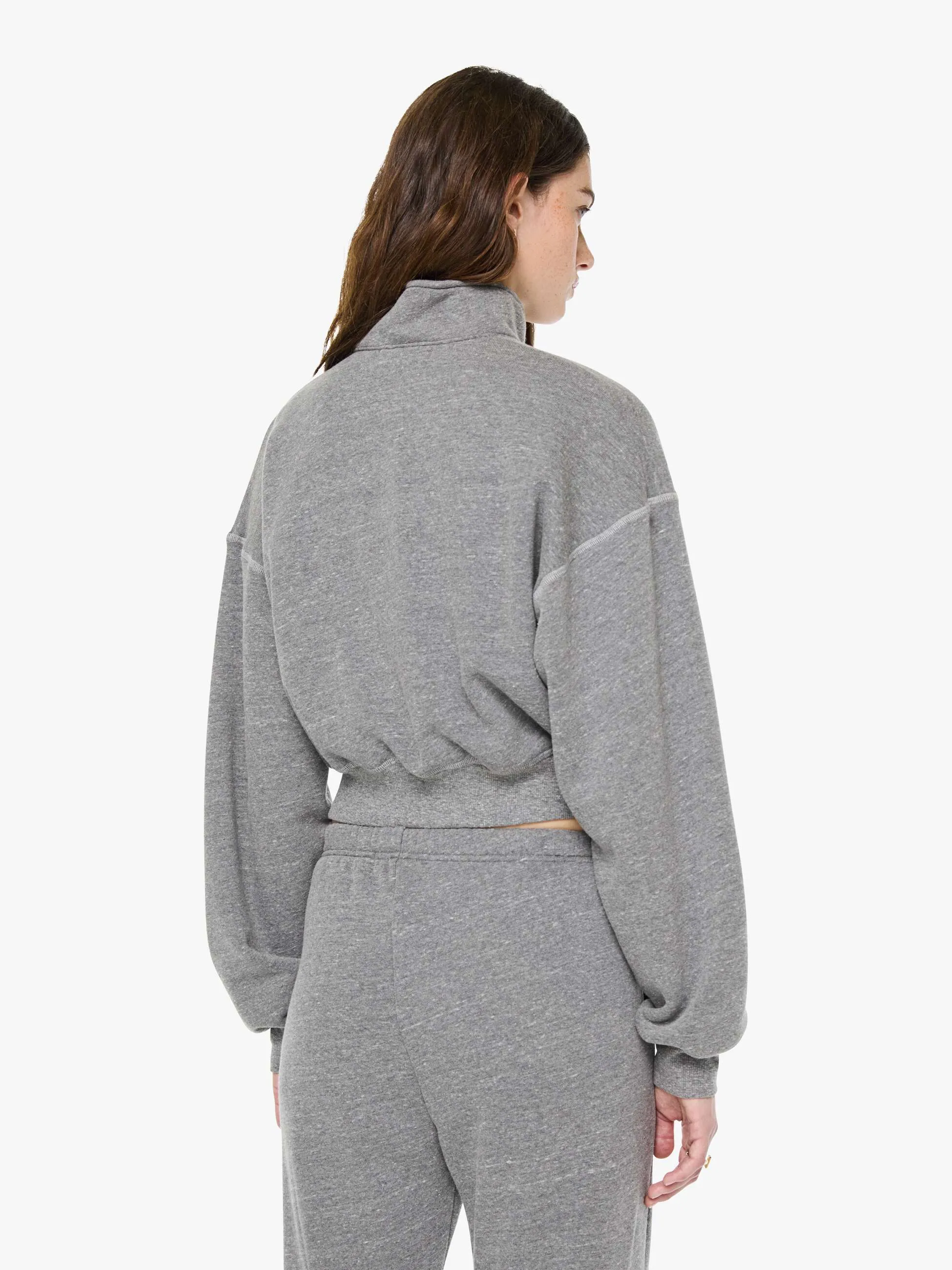 Eterne Cropped Half-Zip Sweatshirt - Dark Heather Grey sold by MOTHER product image thumbnail 4