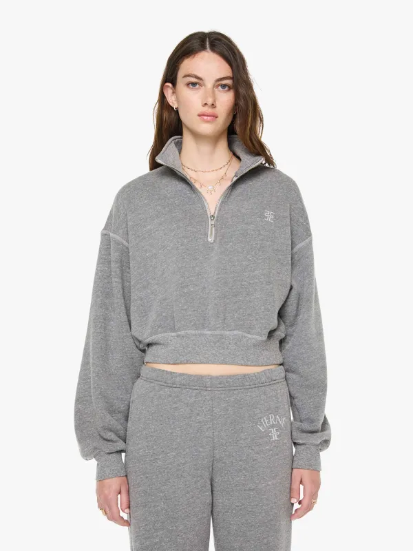 Eterne Cropped Half-Zip Sweatshirt - Dark Heather Grey made by Eterne