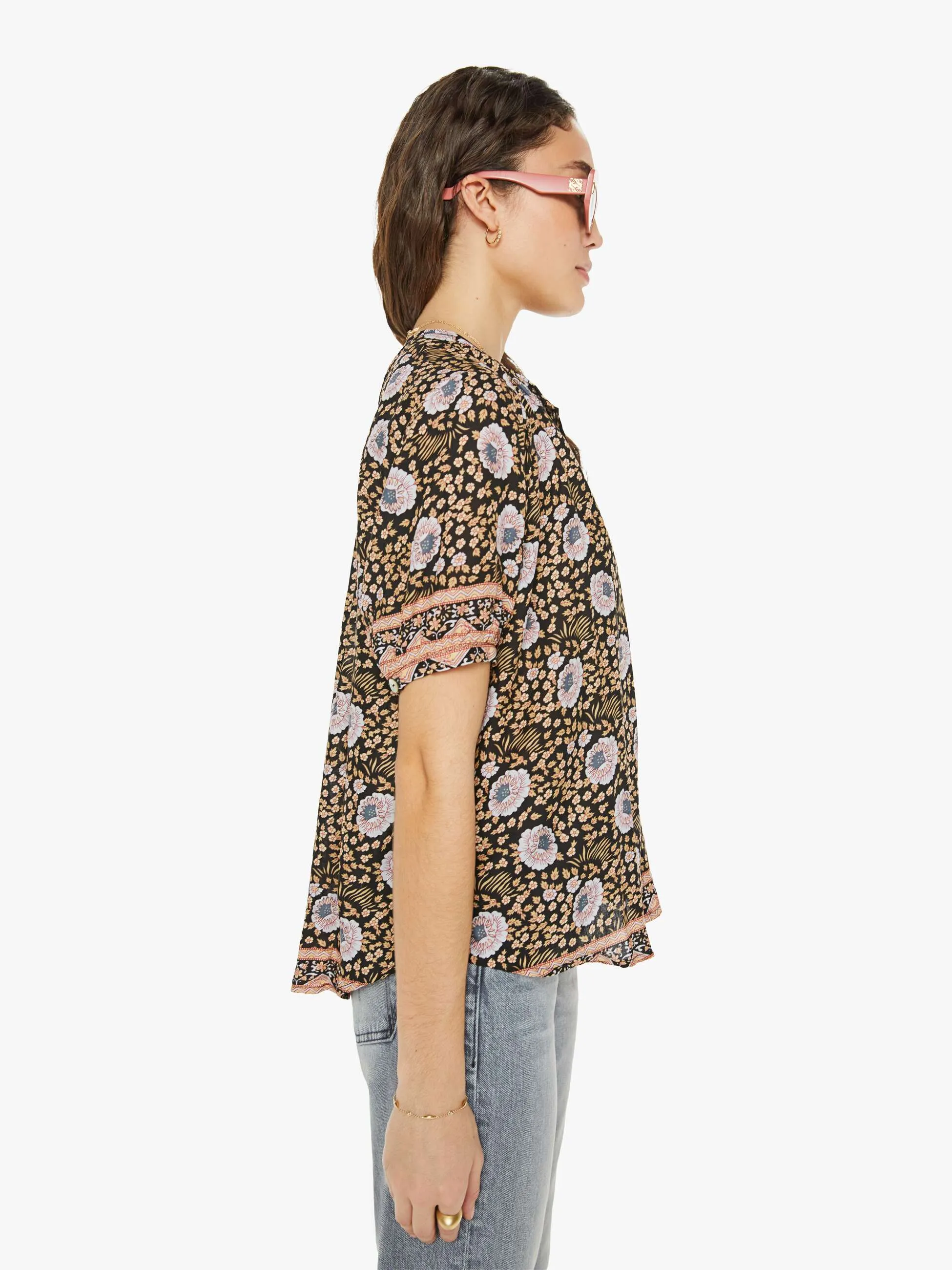 Natalie Martin Remy Top - Vintage Flowers Sepia sold by MOTHER product image thumbnail 3