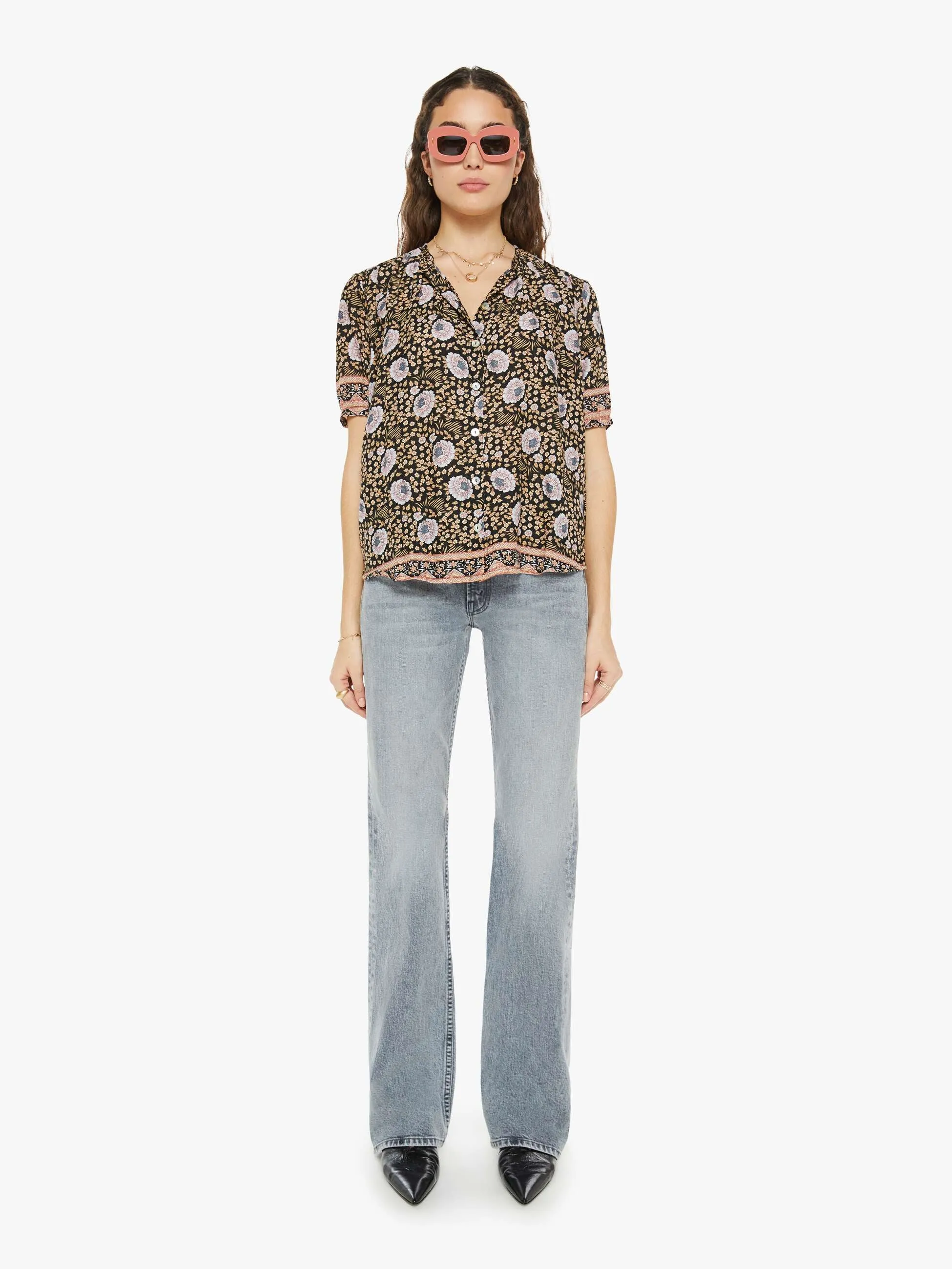 Natalie Martin Remy Top - Vintage Flowers Sepia sold by MOTHER product image thumbnail 5