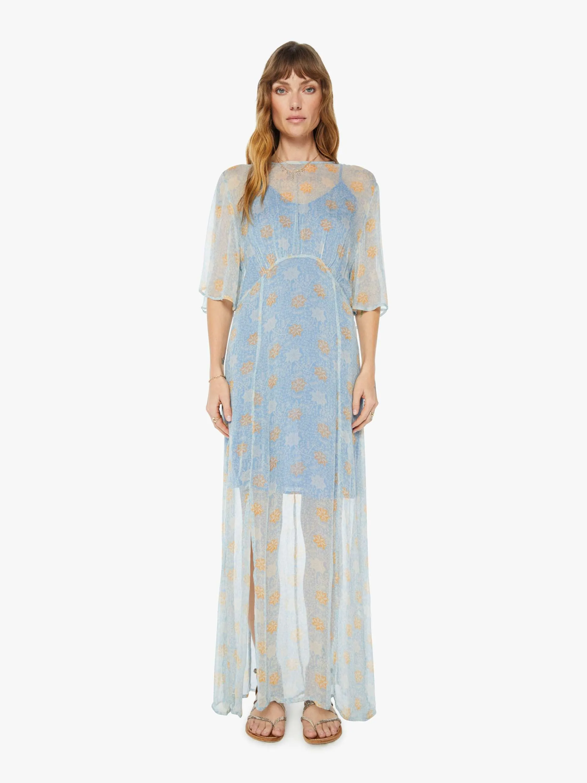 Natalie Martin Lily Dress - Snowflake Print Tangerine sold by MOTHER product image thumbnail 2