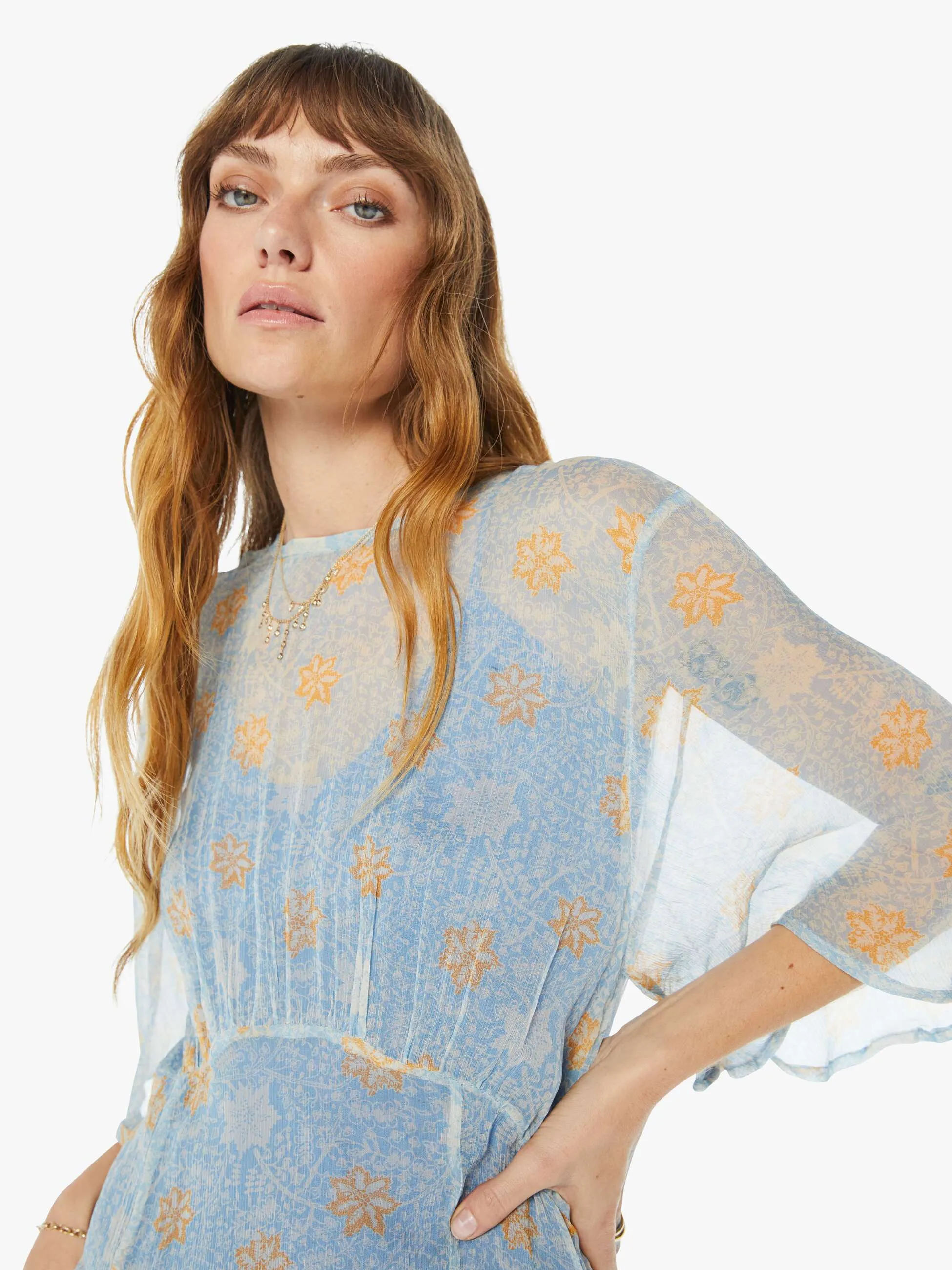 Natalie Martin Lily Dress - Snowflake Print Tangerine sold by MOTHER product image thumbnail 5