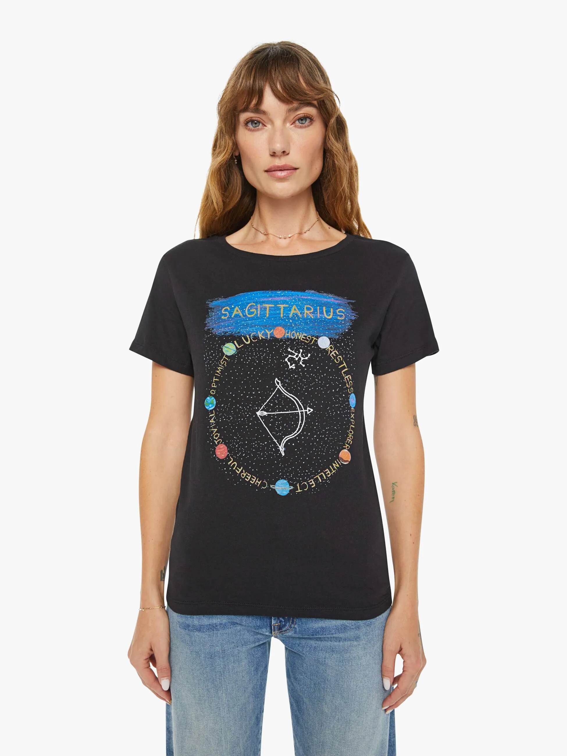 Unfortunate Portrait Sagittarius Zodiac Tee - Black sold by MOTHER