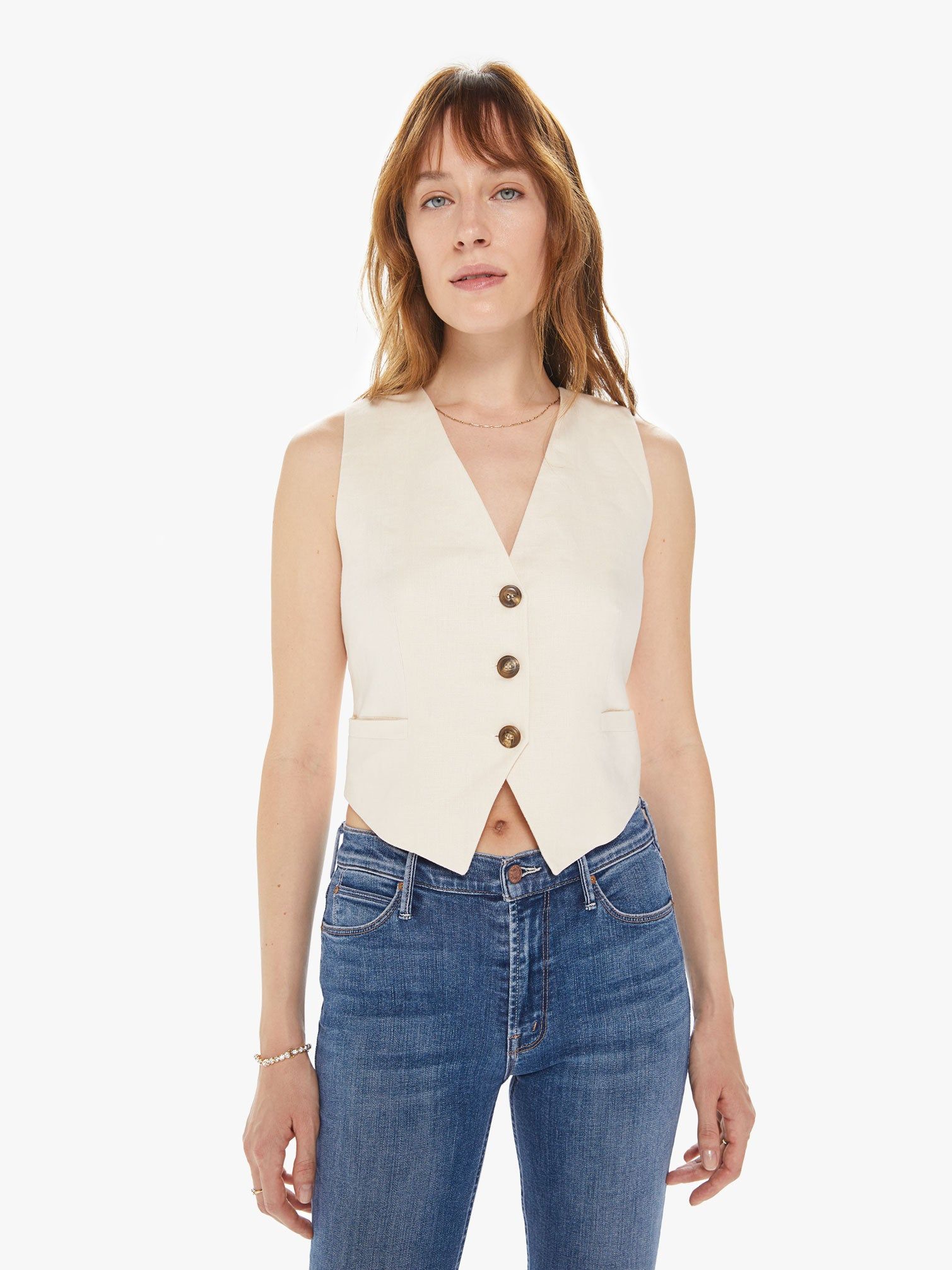 Maria Cher Maupi Vest - Off White sold by MOTHER product image thumbnail 2