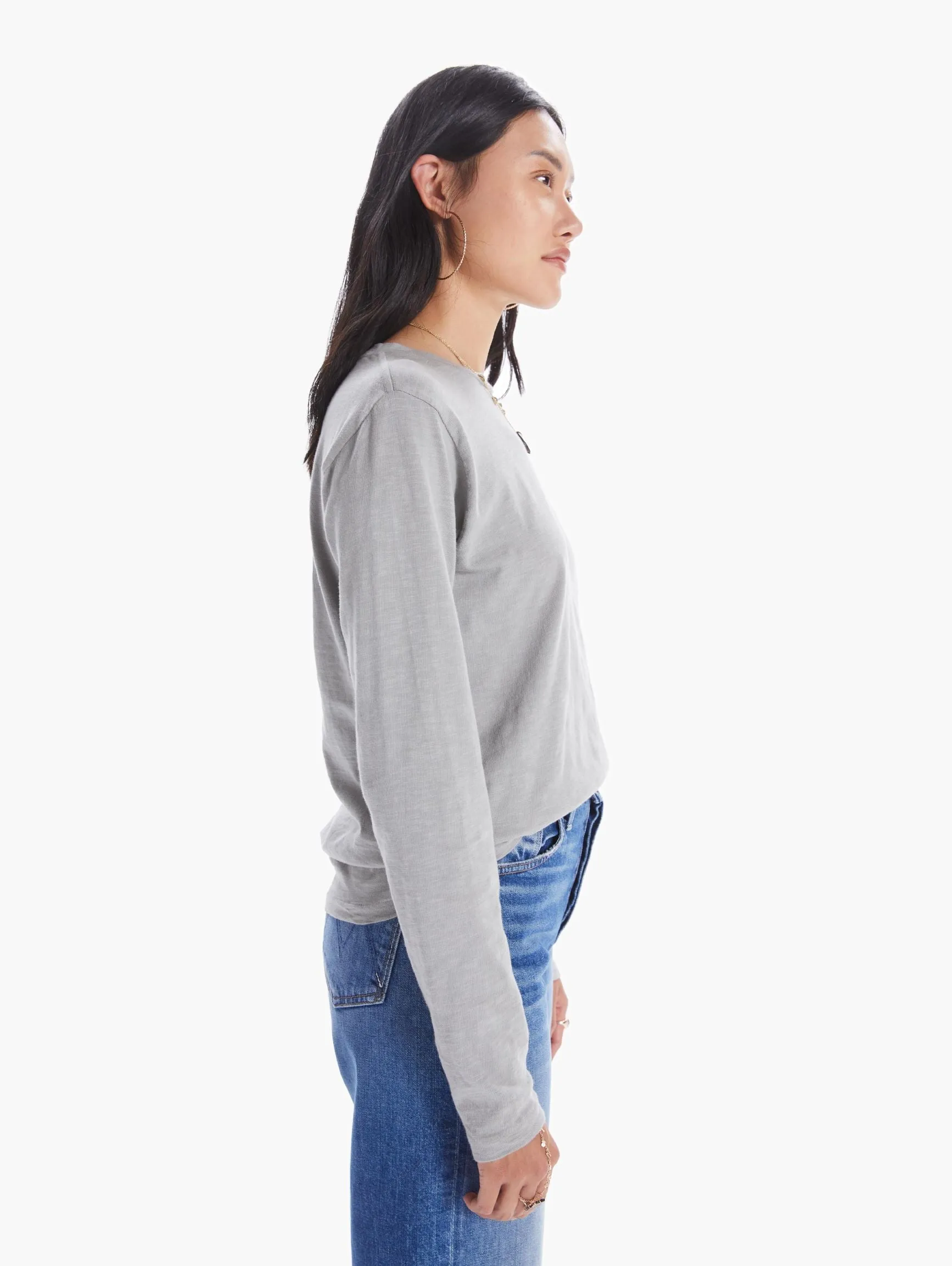 Velva Sheen Rolled Long Sleeve Tee - Grey sold by MOTHER product image thumbnail 3