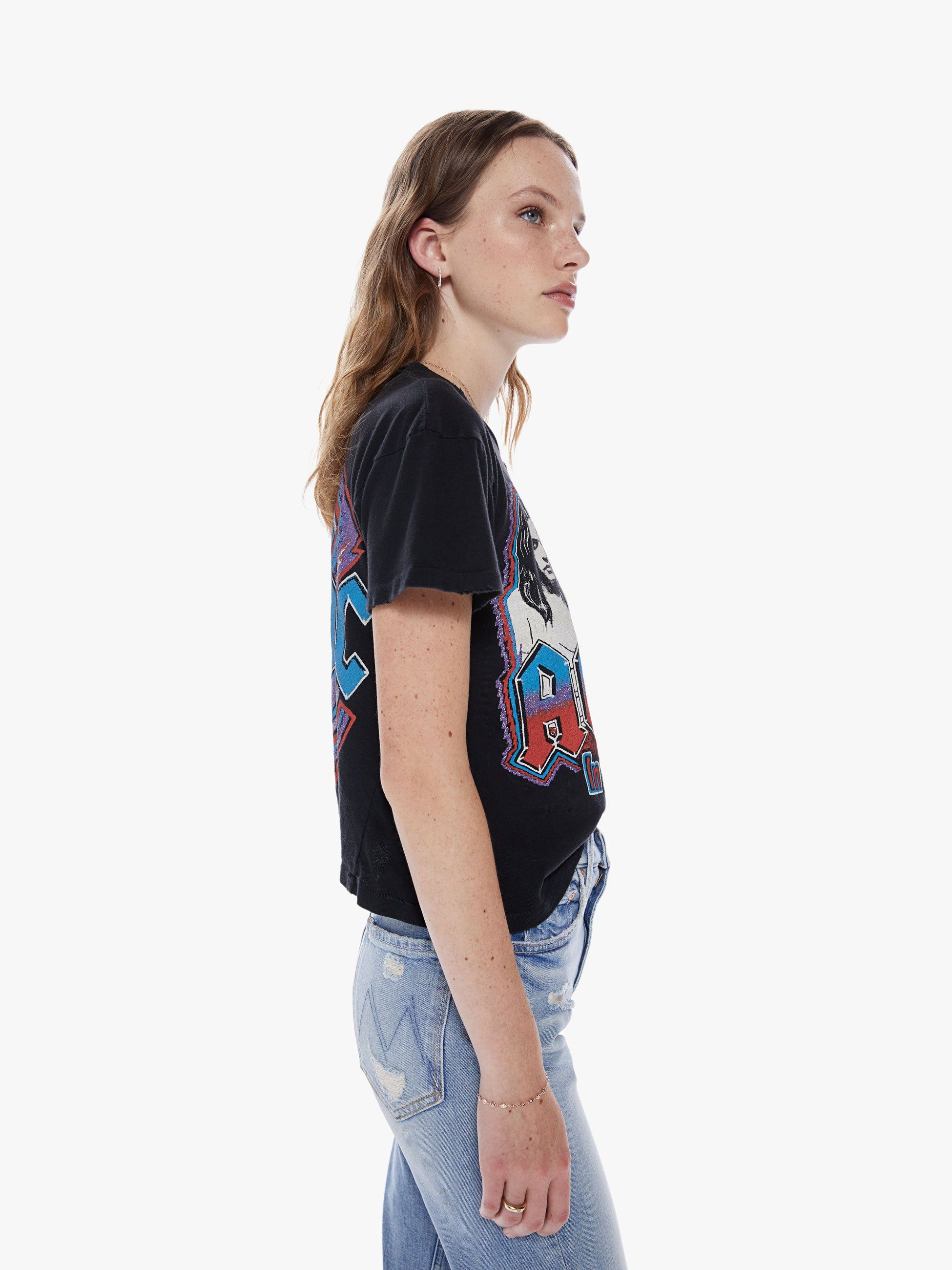 MadeWorn AC/DC 1980 Cropped Tee - Coal sold by MOTHER product image thumbnail 2