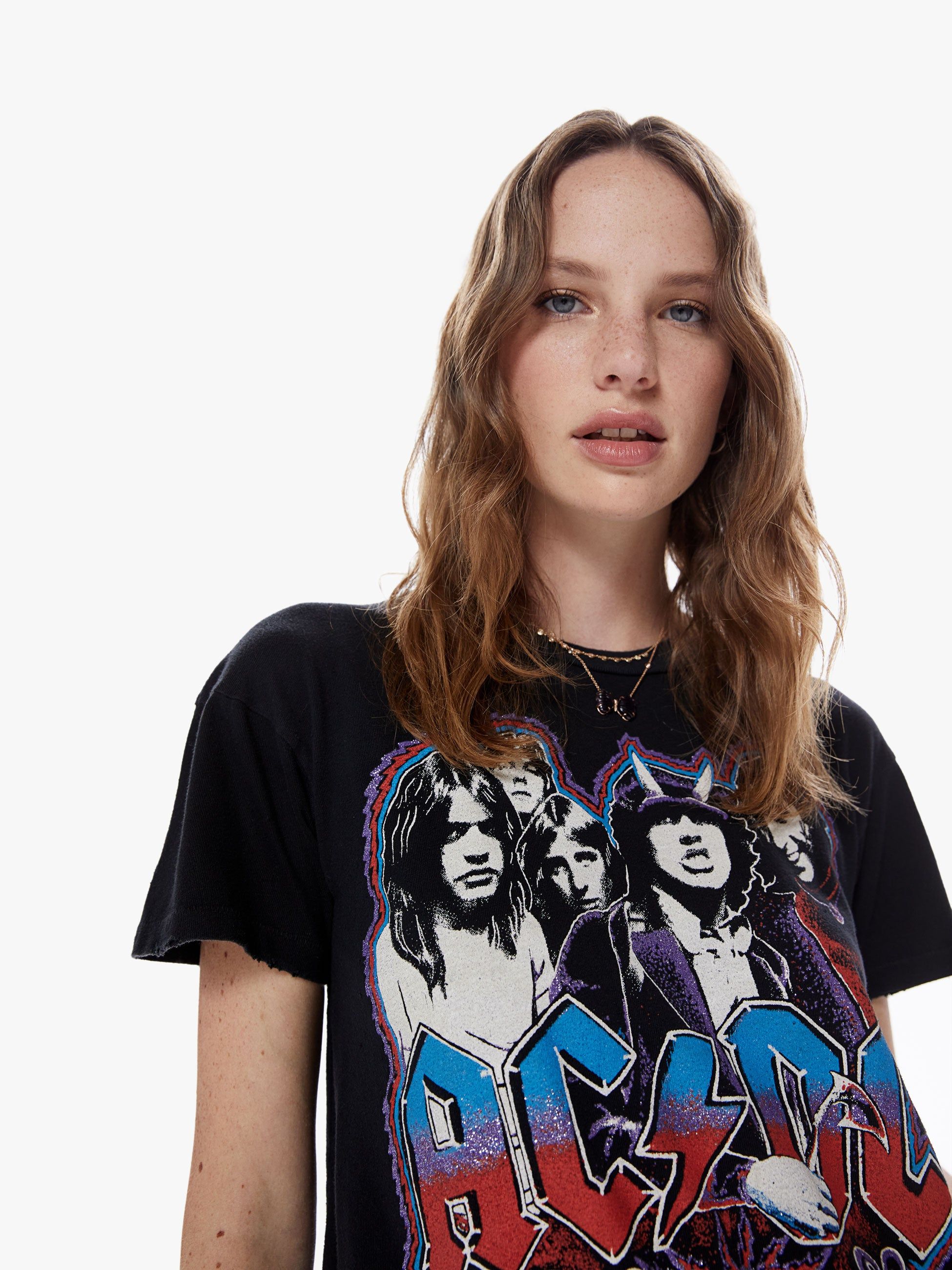 MadeWorn AC/DC 1980 Cropped Tee - Coal sold by MOTHER product image thumbnail 5