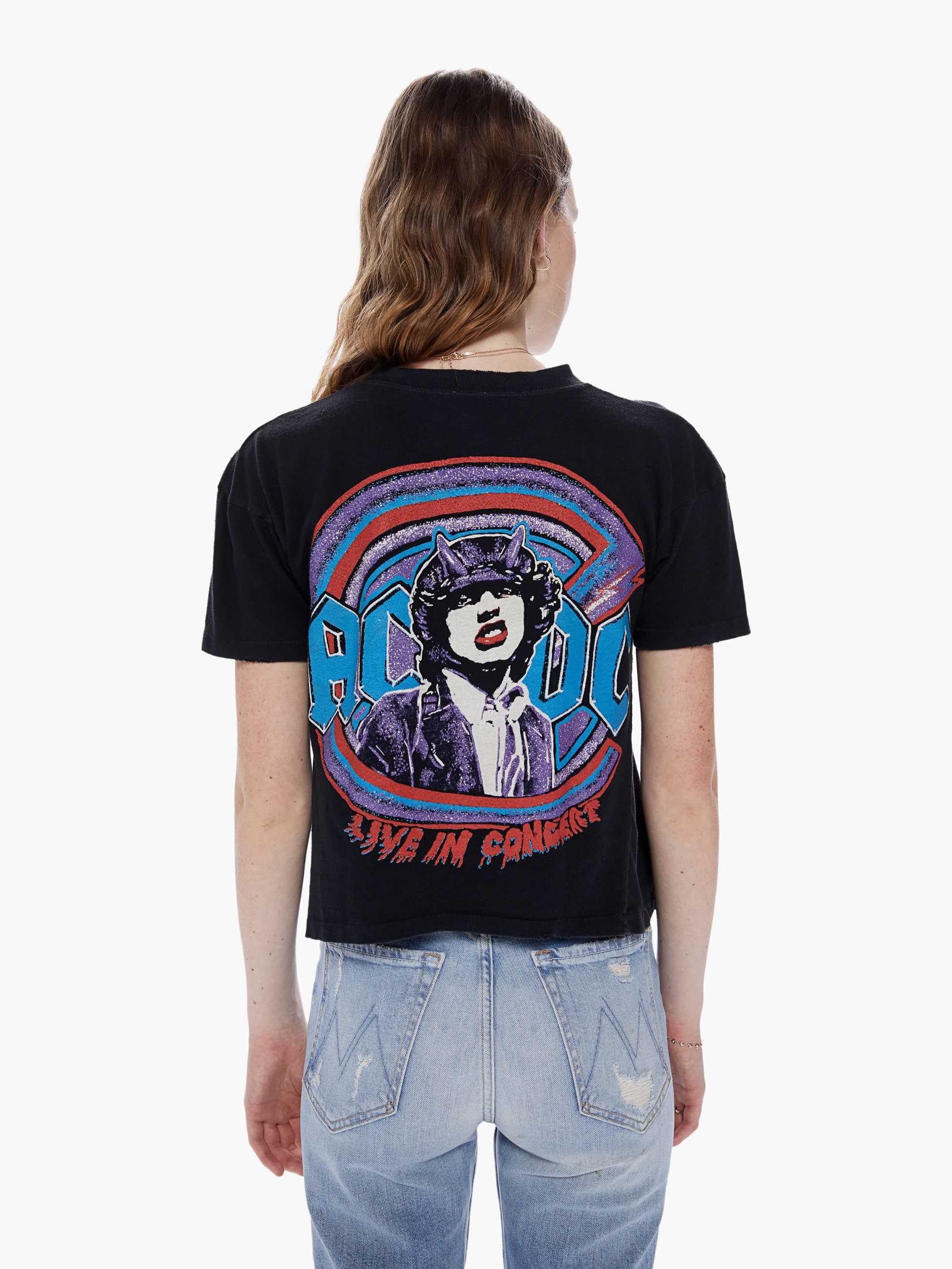 MadeWorn AC/DC 1980 Cropped Tee - Coal sold by MOTHER product image thumbnail 3