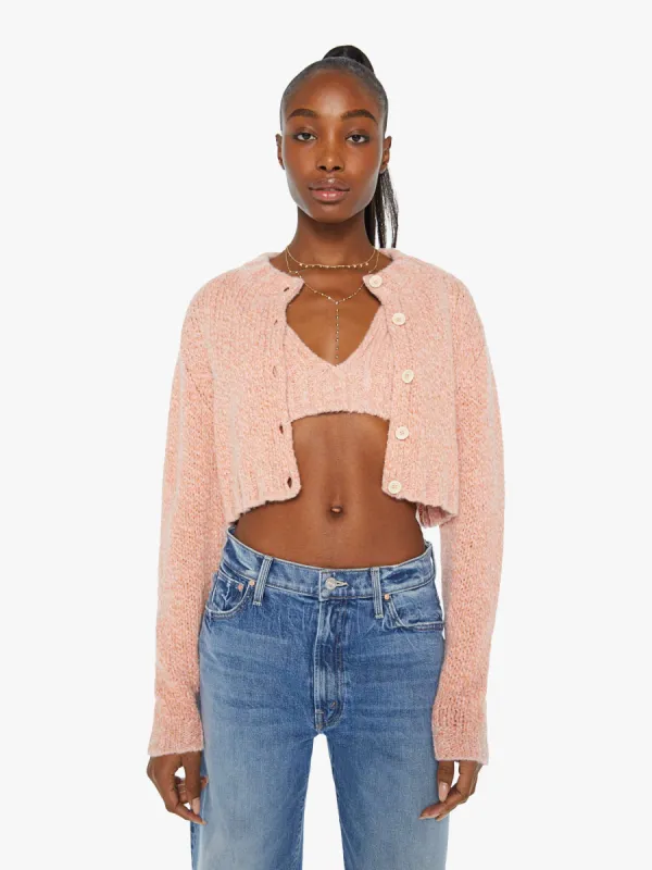 The Crop Cardigan - Peach Fuzz sold by MOTHER