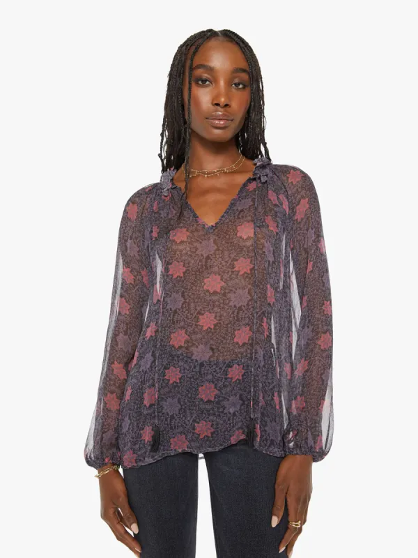 Natalie Martin Penny Blouse - Snowflake Print Aubergine sold by MOTHER