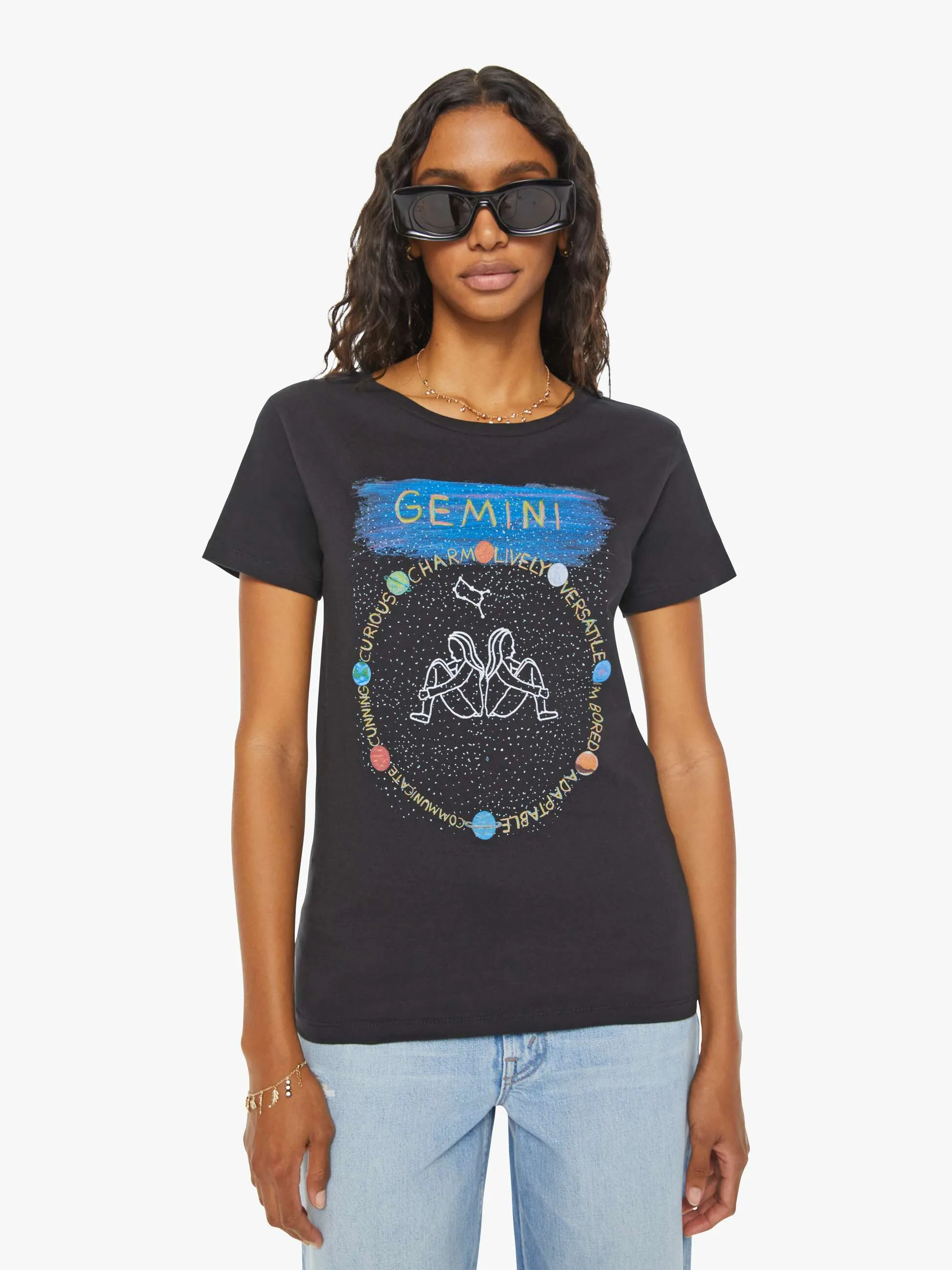 Unfortunate Portrait Gemini Zodiac Tee - Black sold by MOTHER