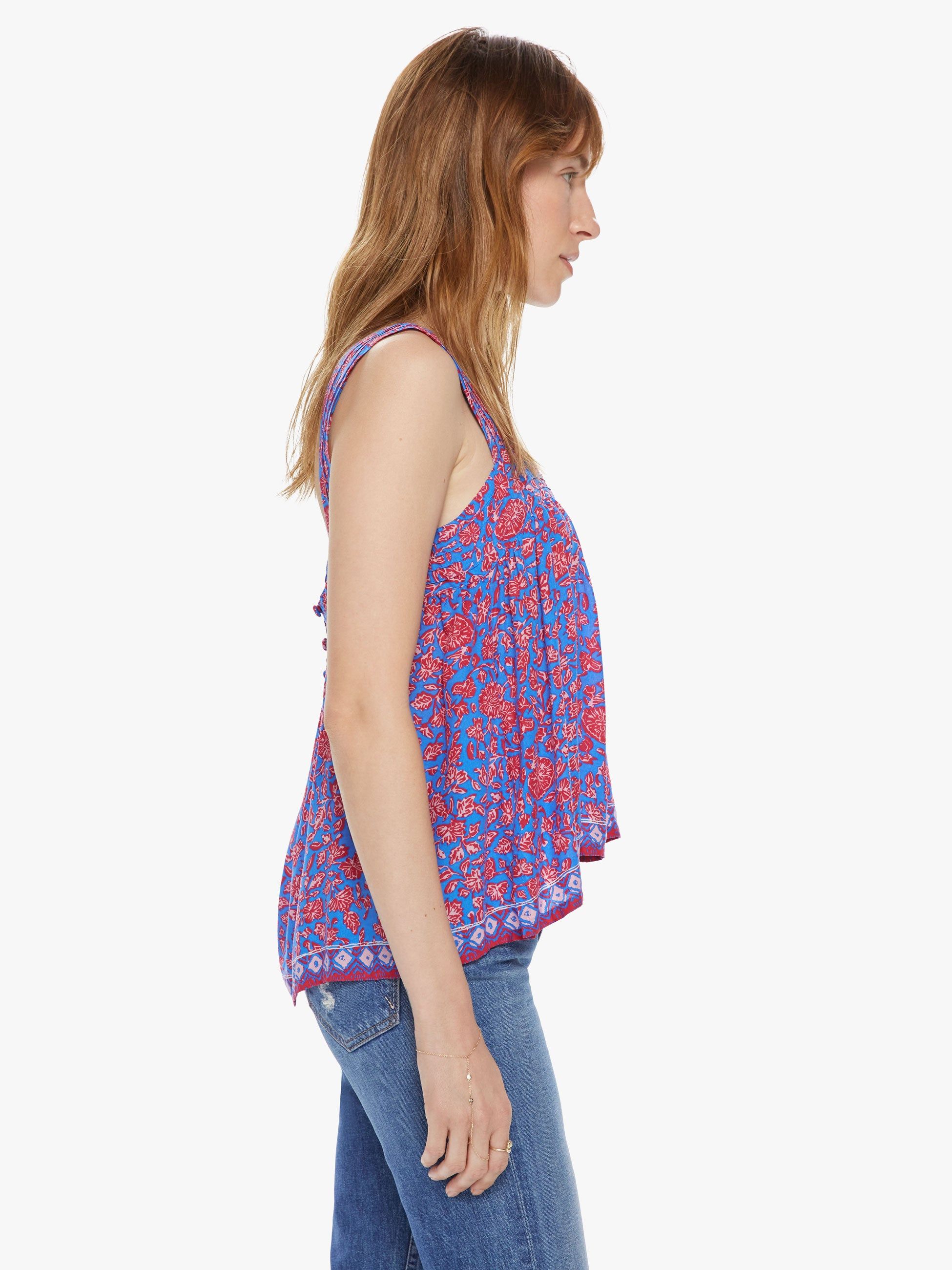 Natalie Martin Jasmine Top - Bloom Print Persian Blue sold by MOTHER product image thumbnail 3