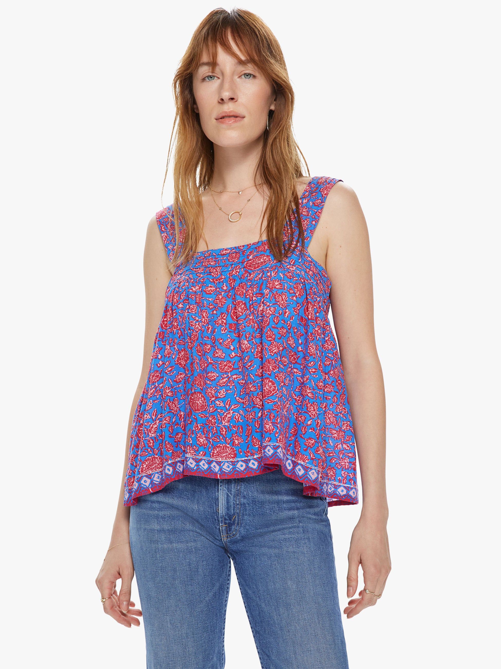 Natalie Martin Jasmine Top - Bloom Print Persian Blue sold by MOTHER product image thumbnail 2