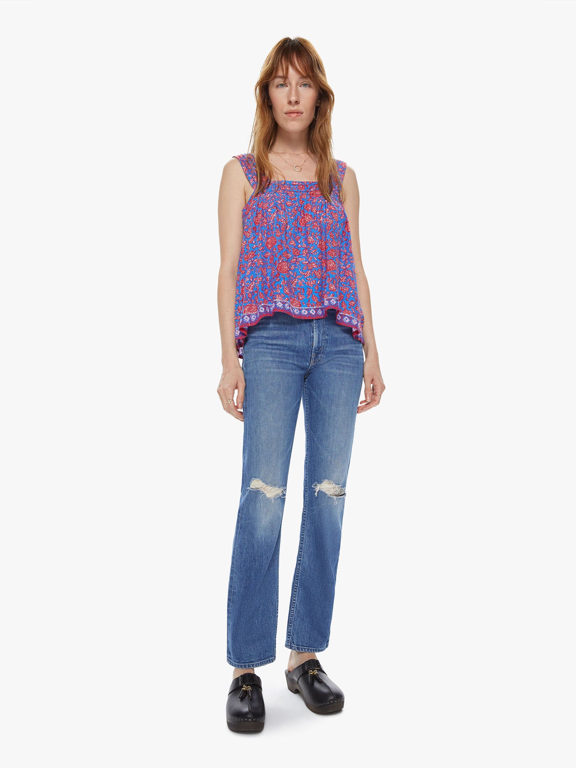 Natalie Martin Jasmine Top - Bloom Print Persian Blue sold by MOTHER product image thumbnail 5