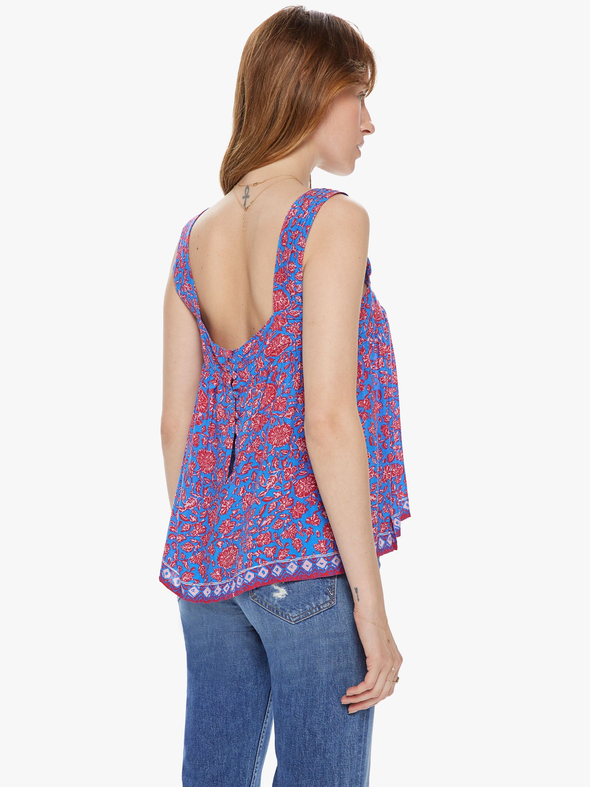 Natalie Martin Jasmine Top - Bloom Print Persian Blue sold by MOTHER product image thumbnail 4