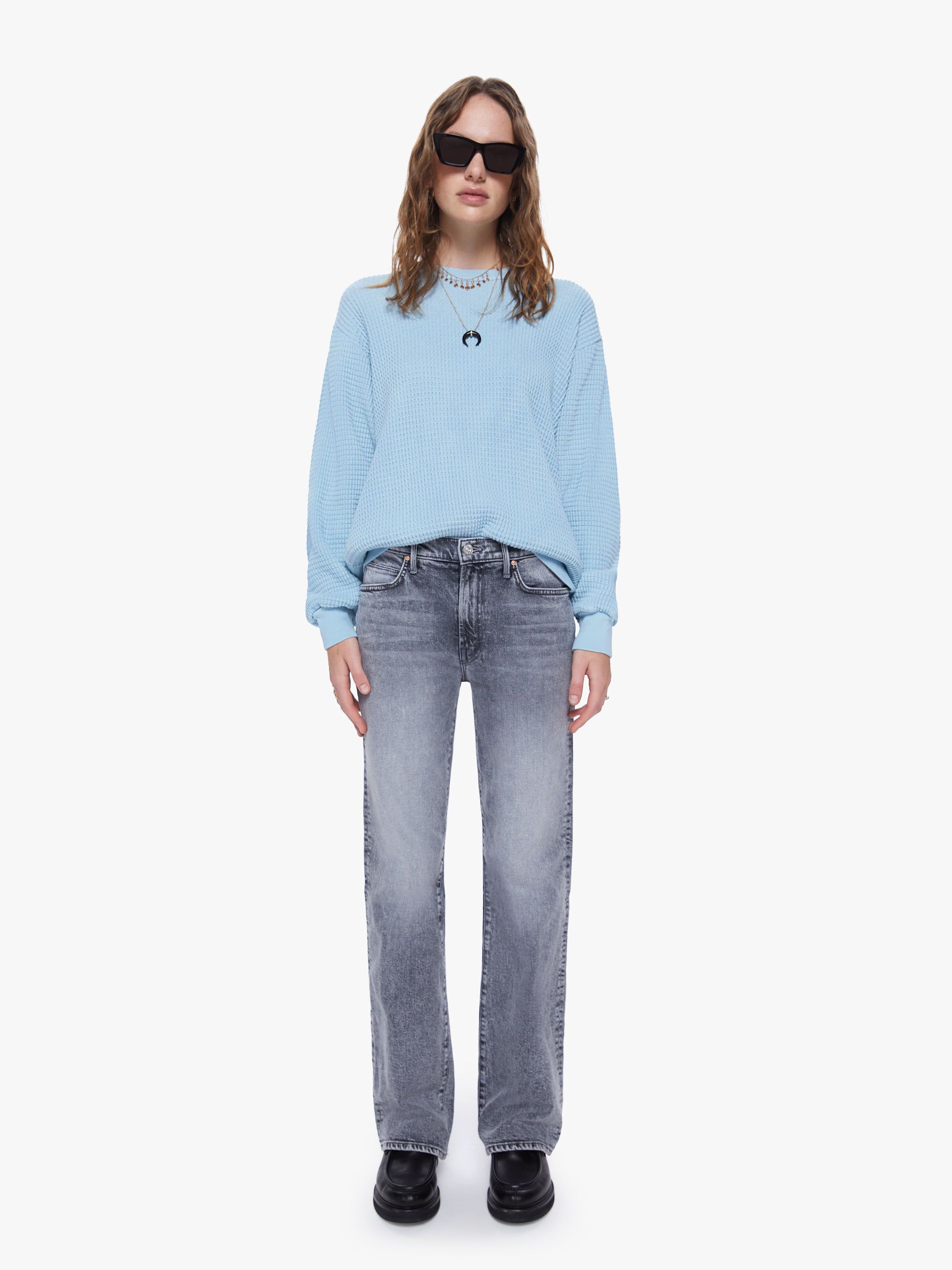 Velva Sheen Crew Set-In Sweatshirt - Frost Blue sold by MOTHER product image thumbnail 4