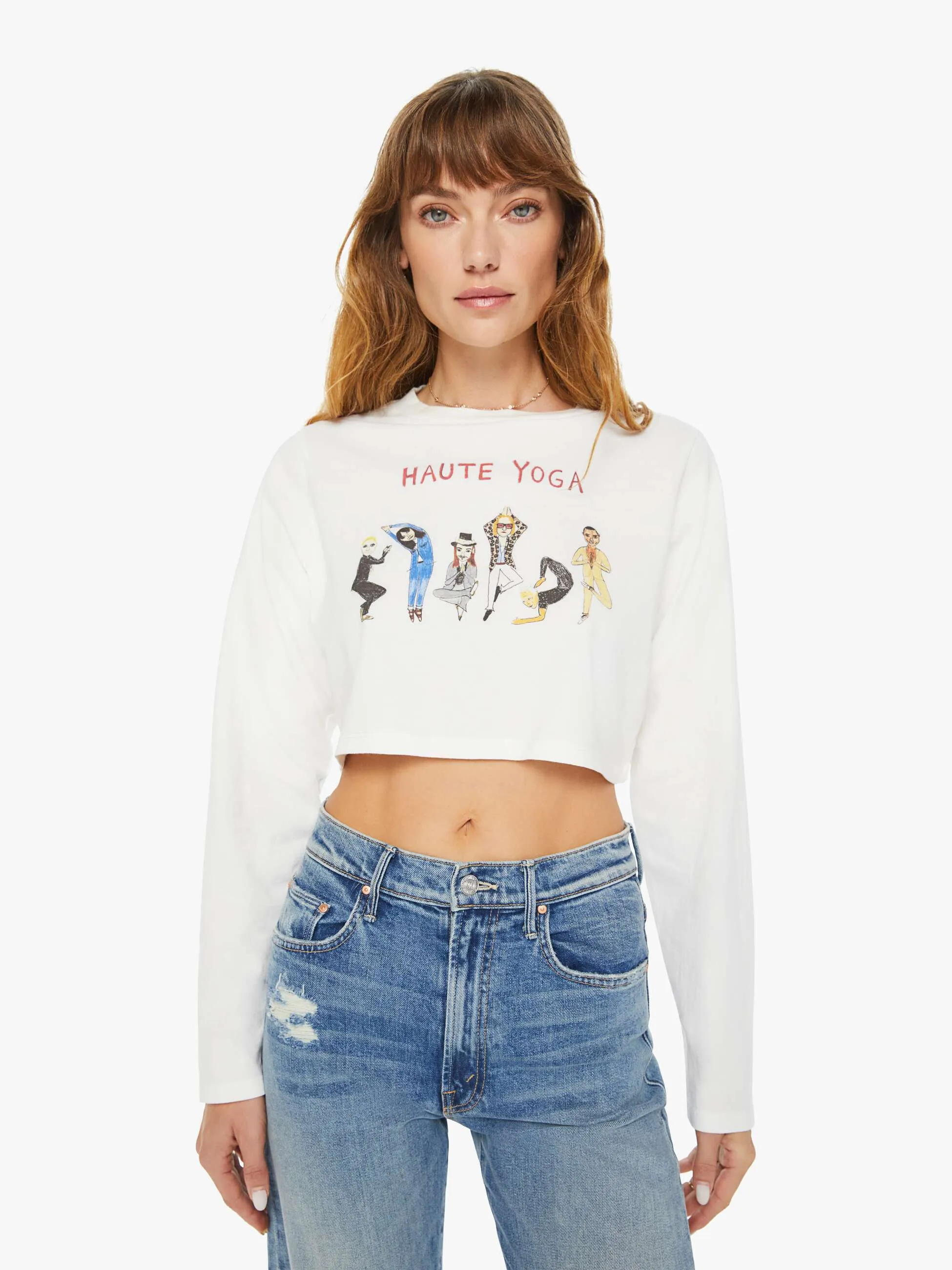 Unfortunate Portrait Haute Yoga Long Sleeve Crop Tee - White sold by MOTHER product image thumbnail 2