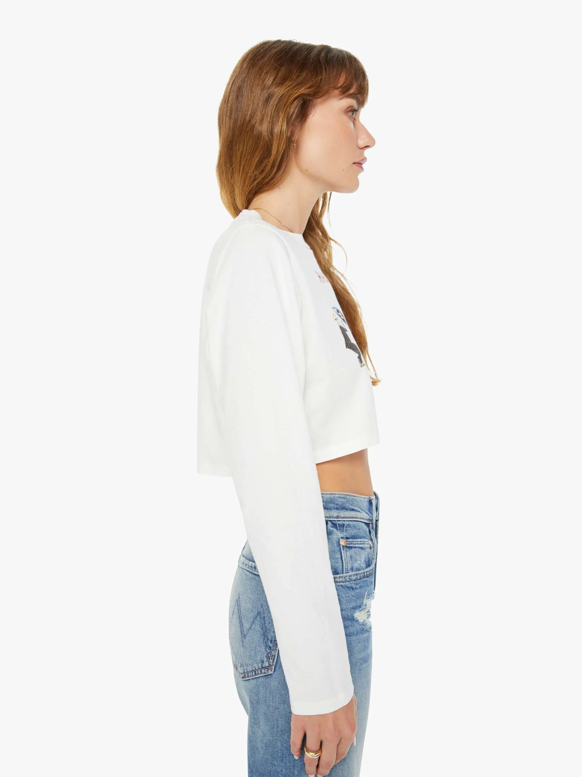 Unfortunate Portrait Haute Yoga Long Sleeve Crop Tee - White sold by MOTHER product image thumbnail 3