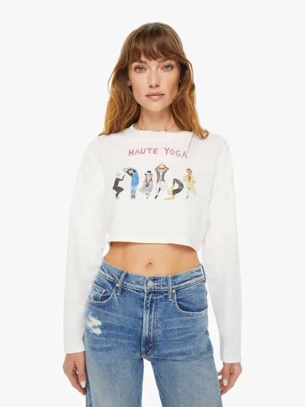 Unfortunate Portrait Haute Yoga Long Sleeve Crop Tee - White made by MOTHER