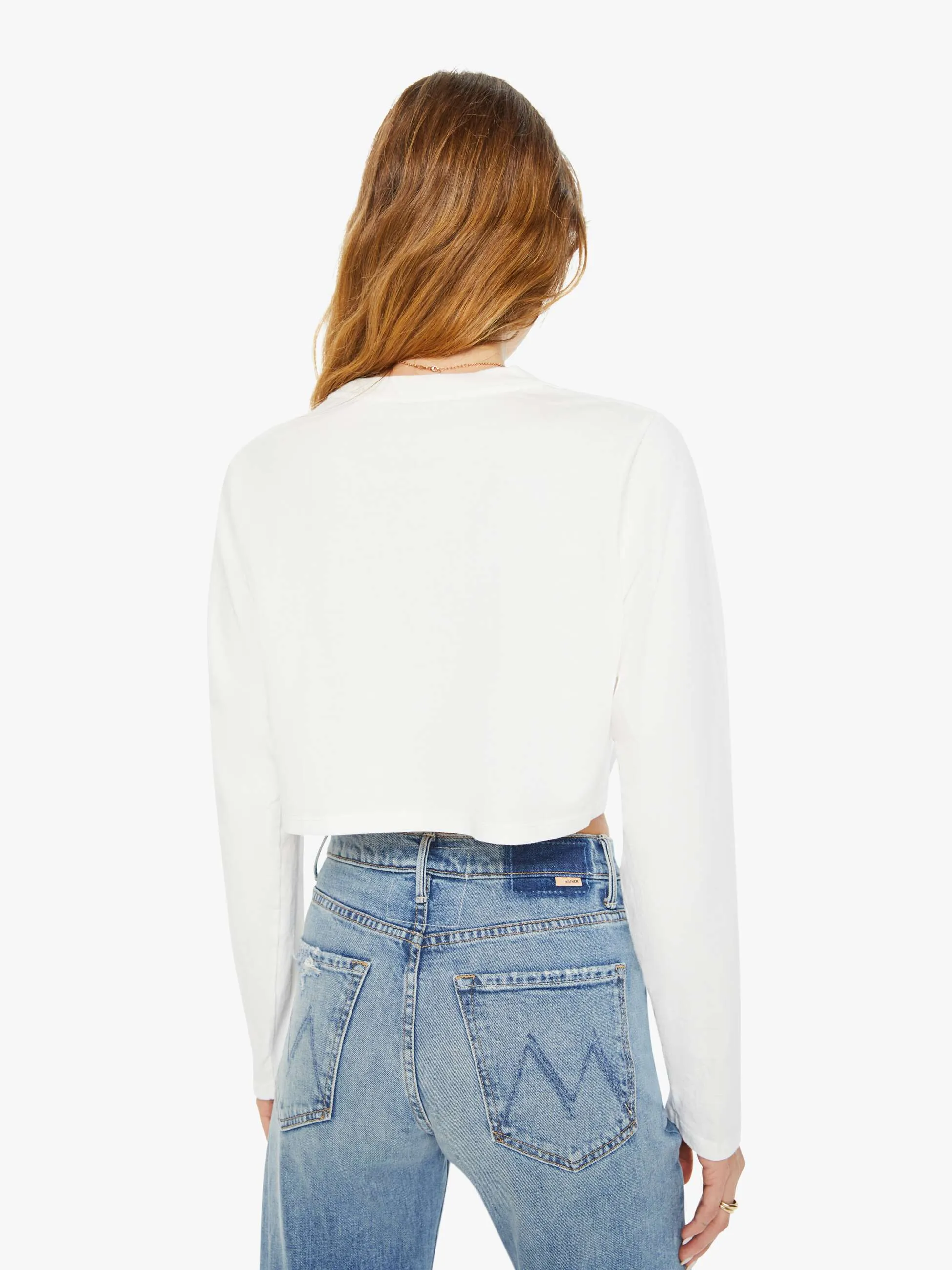 Unfortunate Portrait Haute Yoga Long Sleeve Crop Tee - White sold by MOTHER product image thumbnail 4