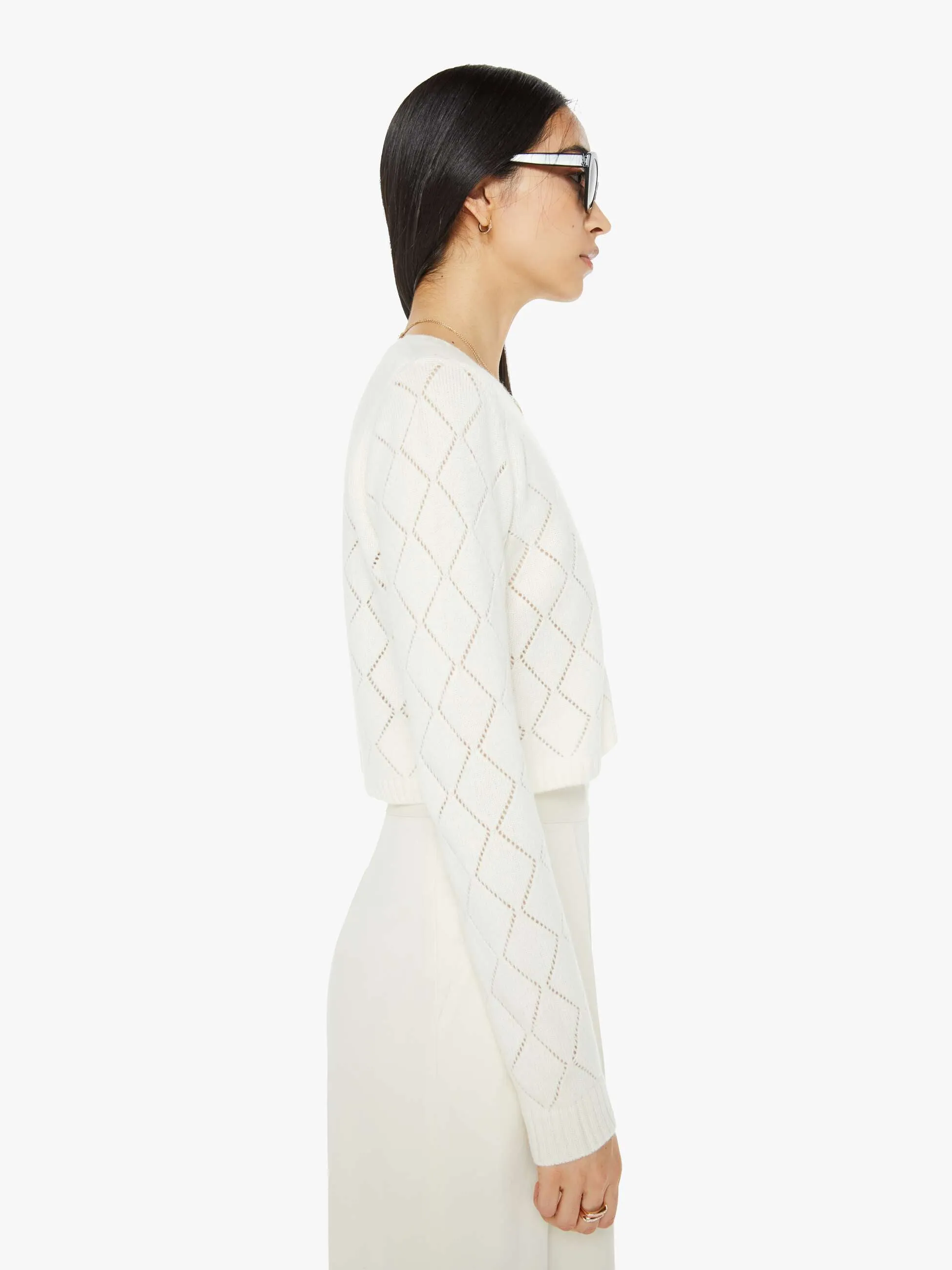 SABLYN Marilyn Diamond Pattern Cardigan - Gardenia sold by MOTHER product image thumbnail 3