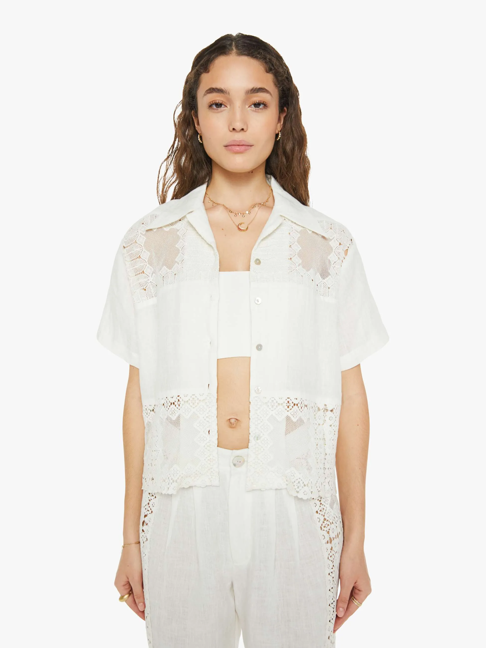 Alix Of Bohemia Stevie Picnic Eyelet Shirt - Ivory sold by MOTHER
