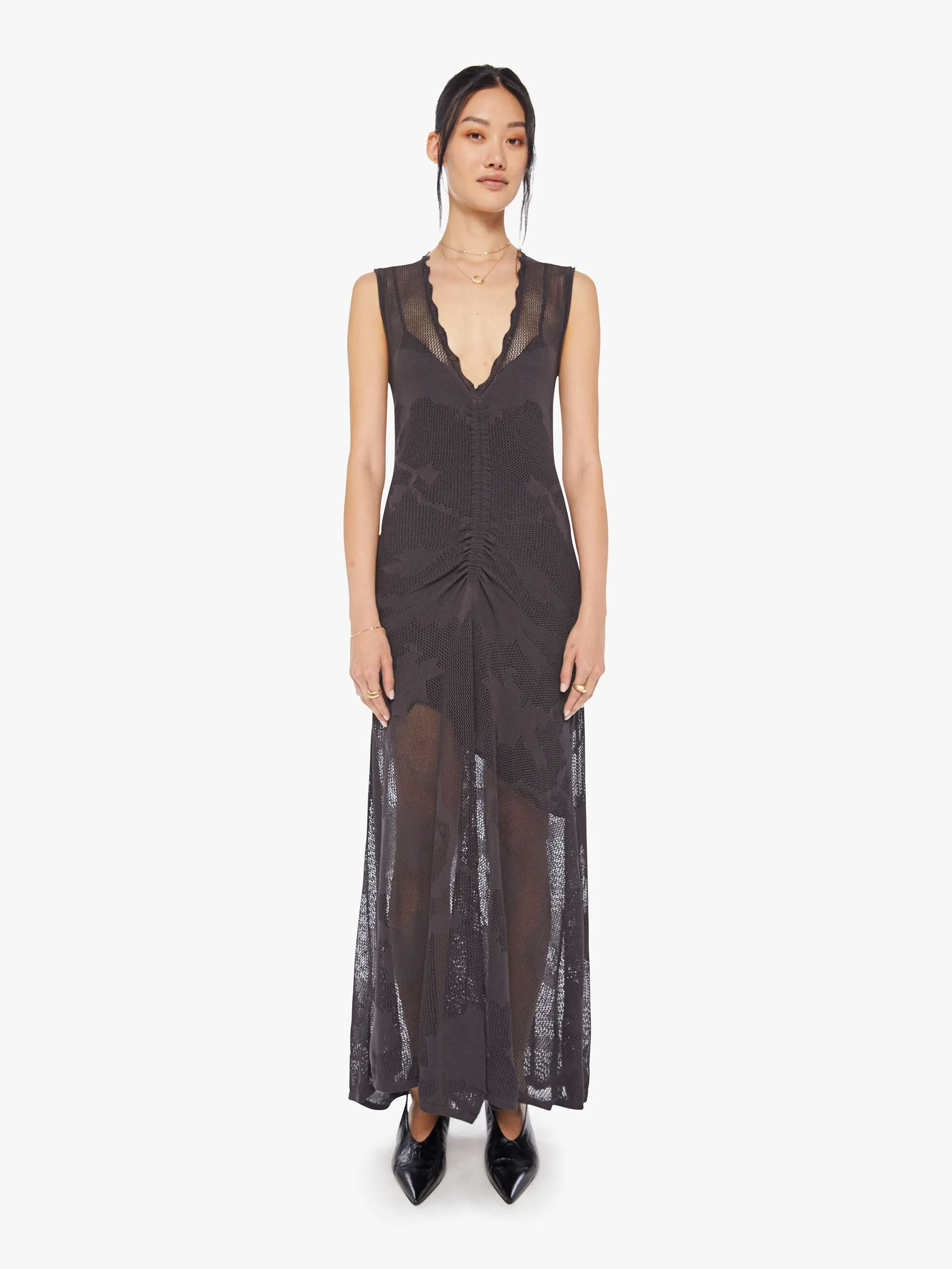 Maria Cher Olaya Tora Midi Dress - Charcoal sold by MOTHER