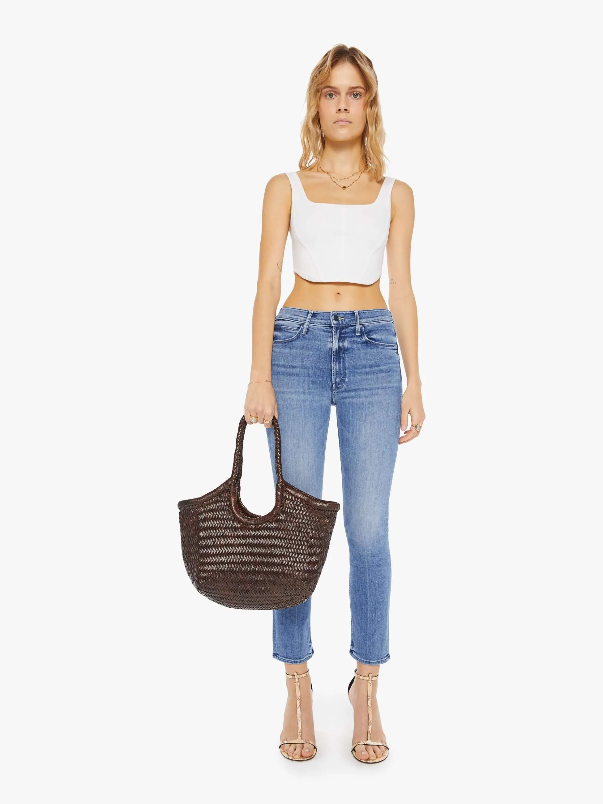 Basket Case Kerala Medium Leather Tote - Marrone Scuro sold by MOTHER product image thumbnail 3