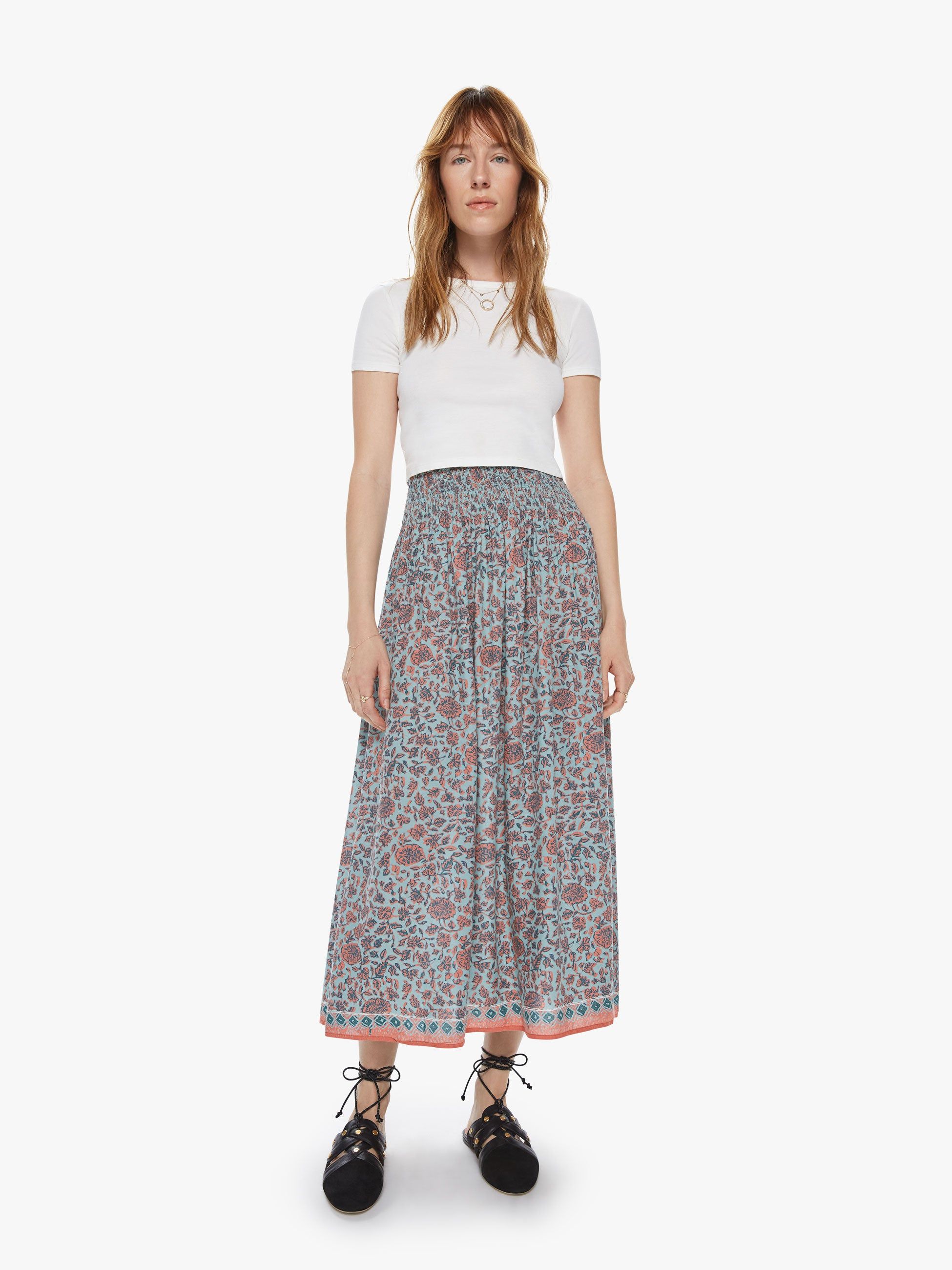 Natalie Martin Bella Skirt - Bloom Print Seafoam sold by MOTHER product image thumbnail 2