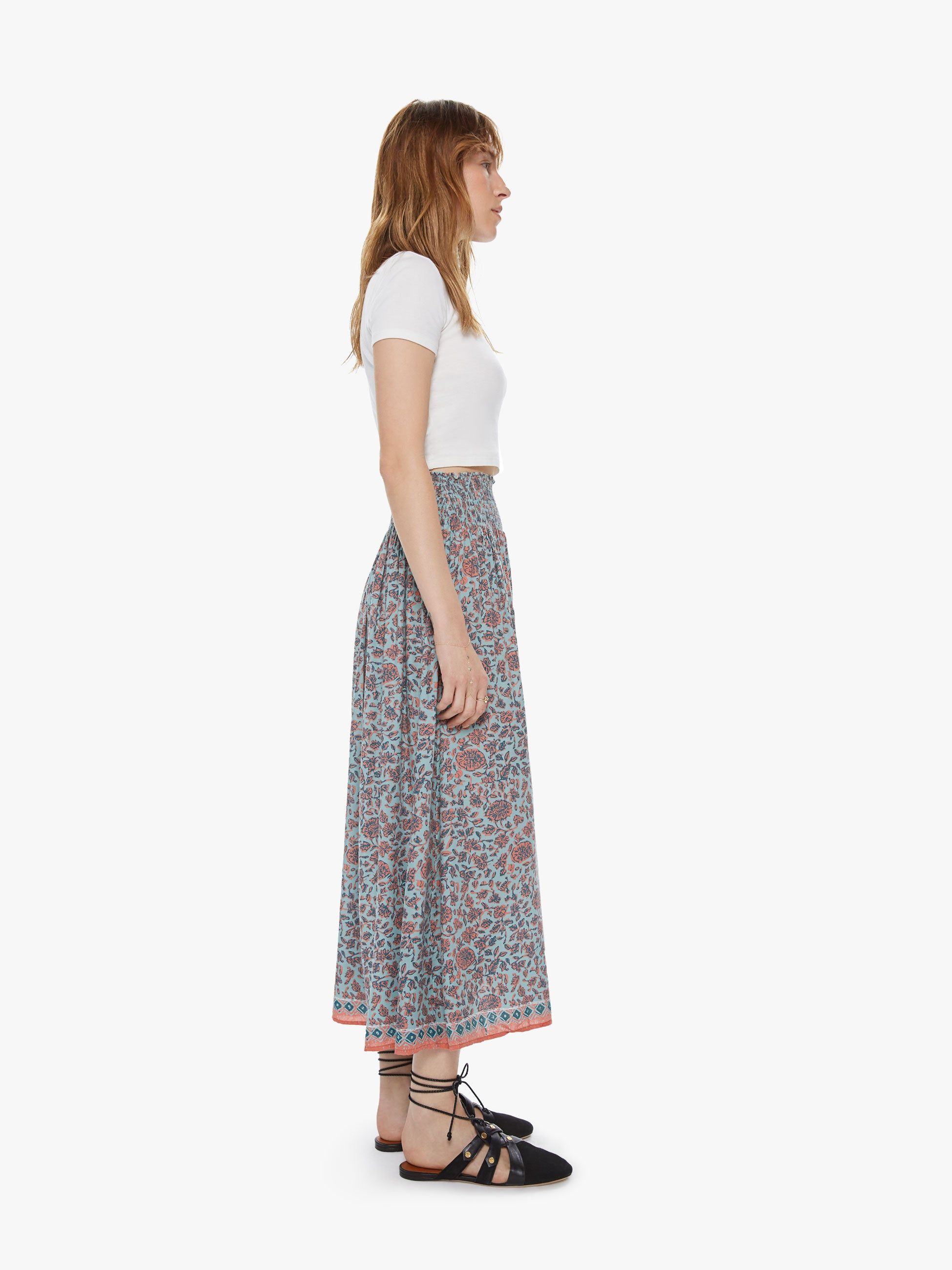 Natalie Martin Bella Skirt - Bloom Print Seafoam sold by MOTHER product image thumbnail 3